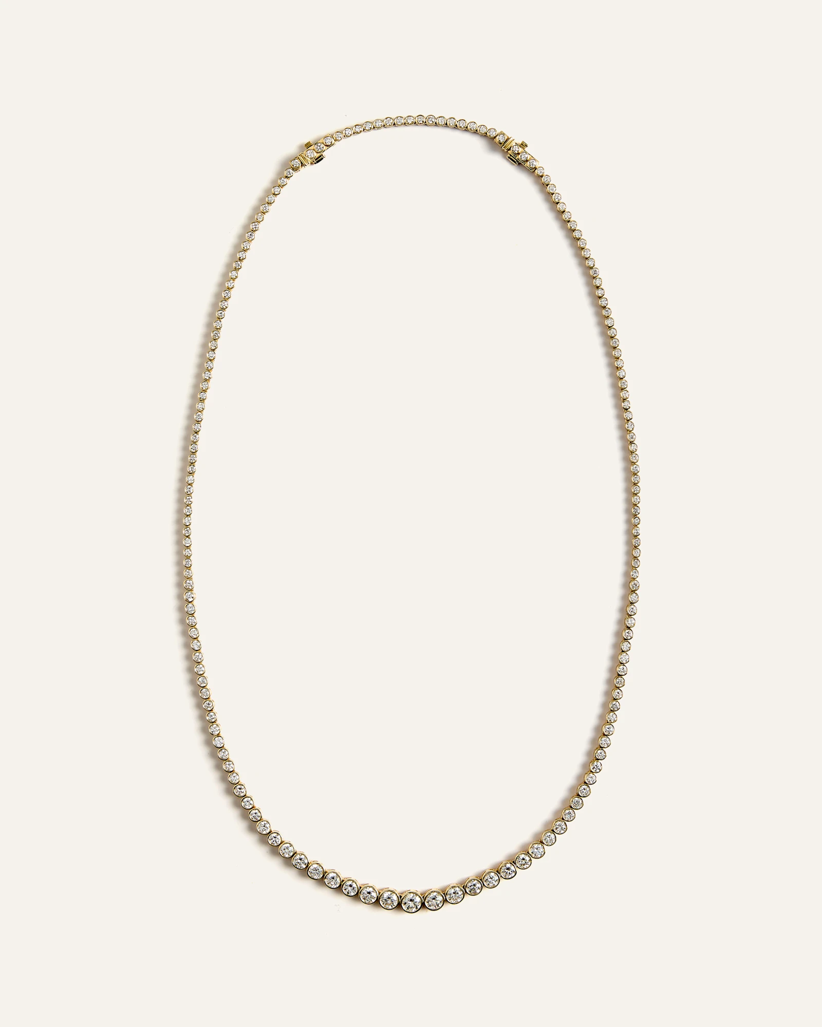 14K Gold Lab Grown Diamond Bezel Graduated Tennis Necklace - 5-7ctw in Yellow Gold