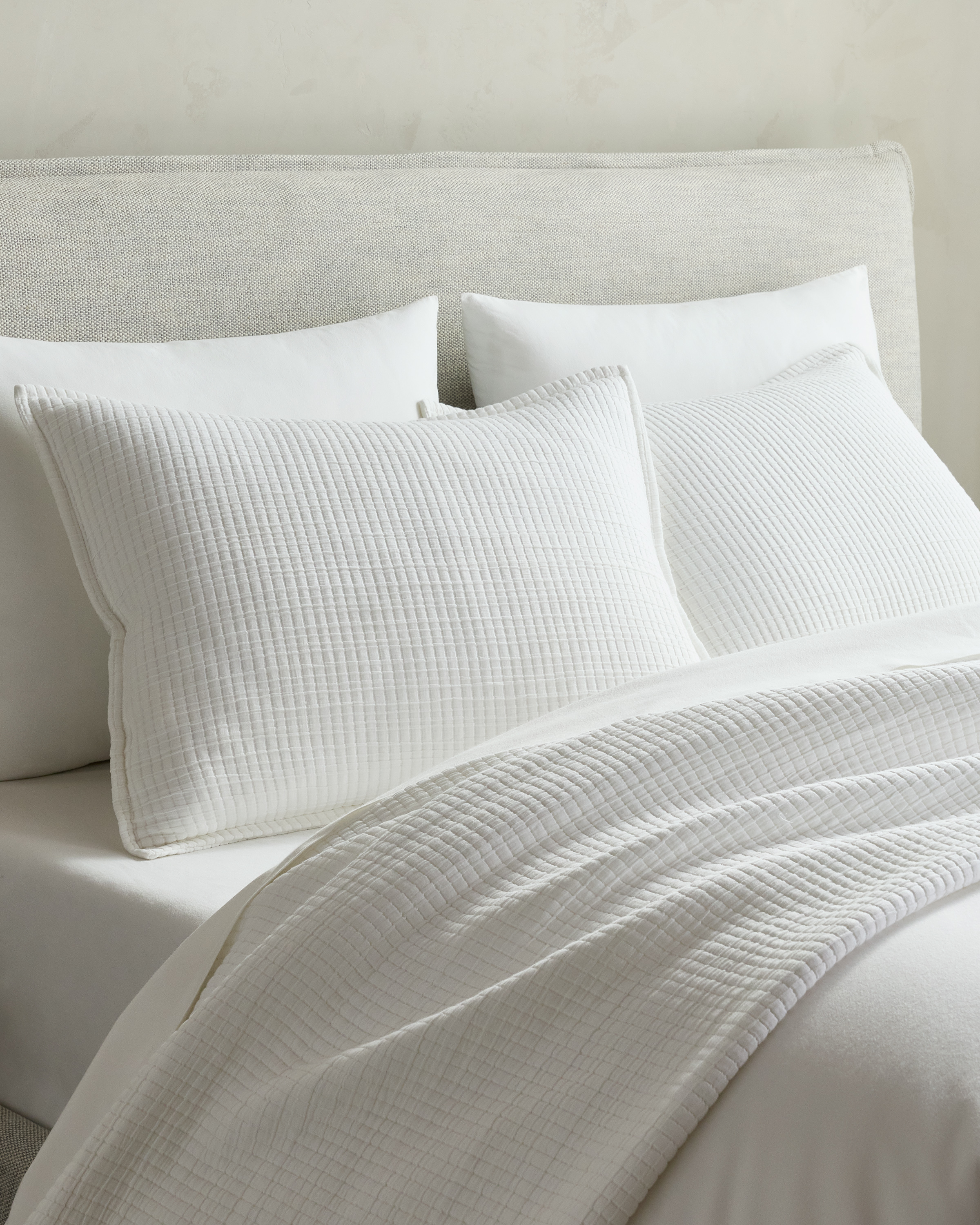 White Organic Cotton Ribbed Pillowcases