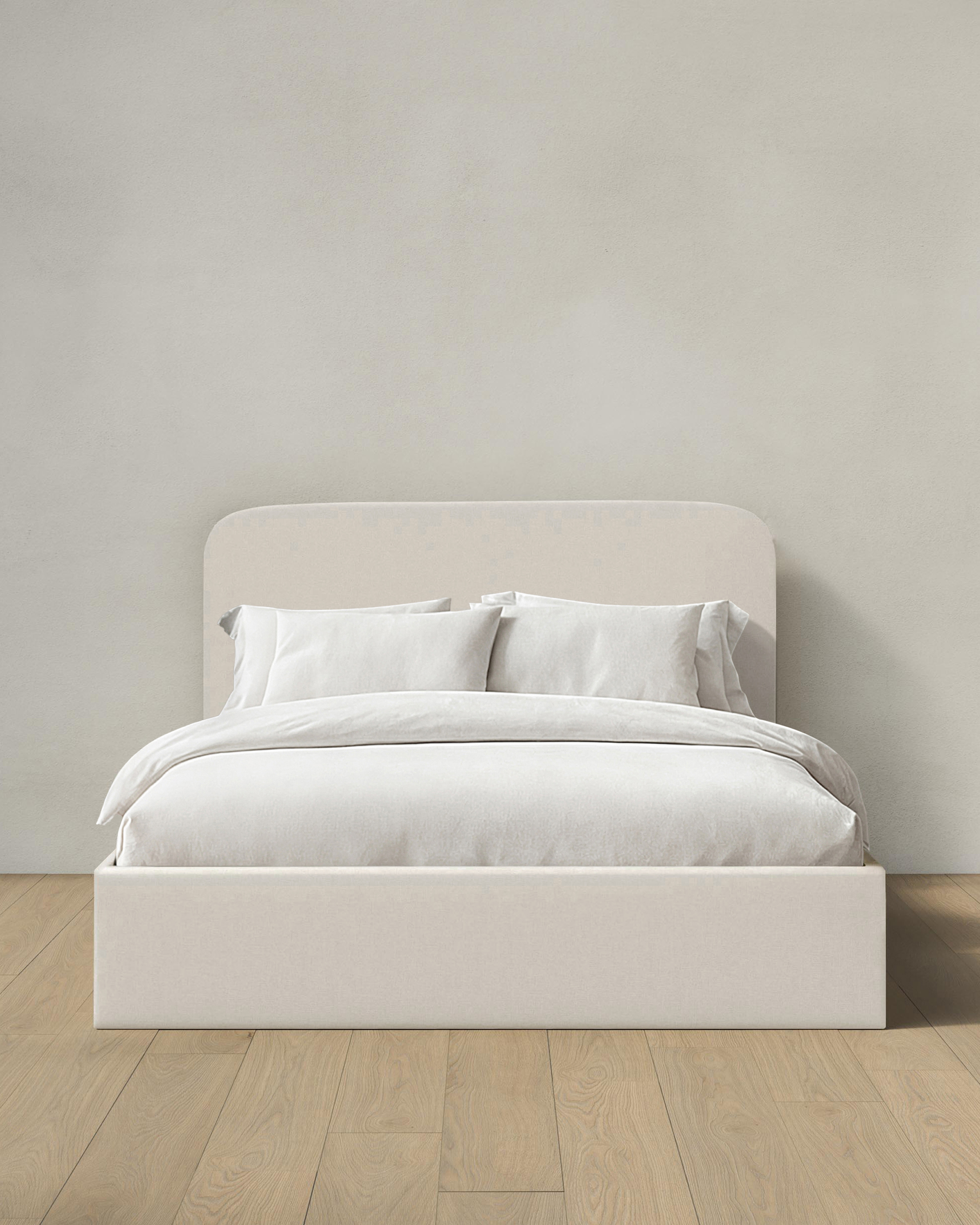 Ivory Curved Bed in Performance Linen