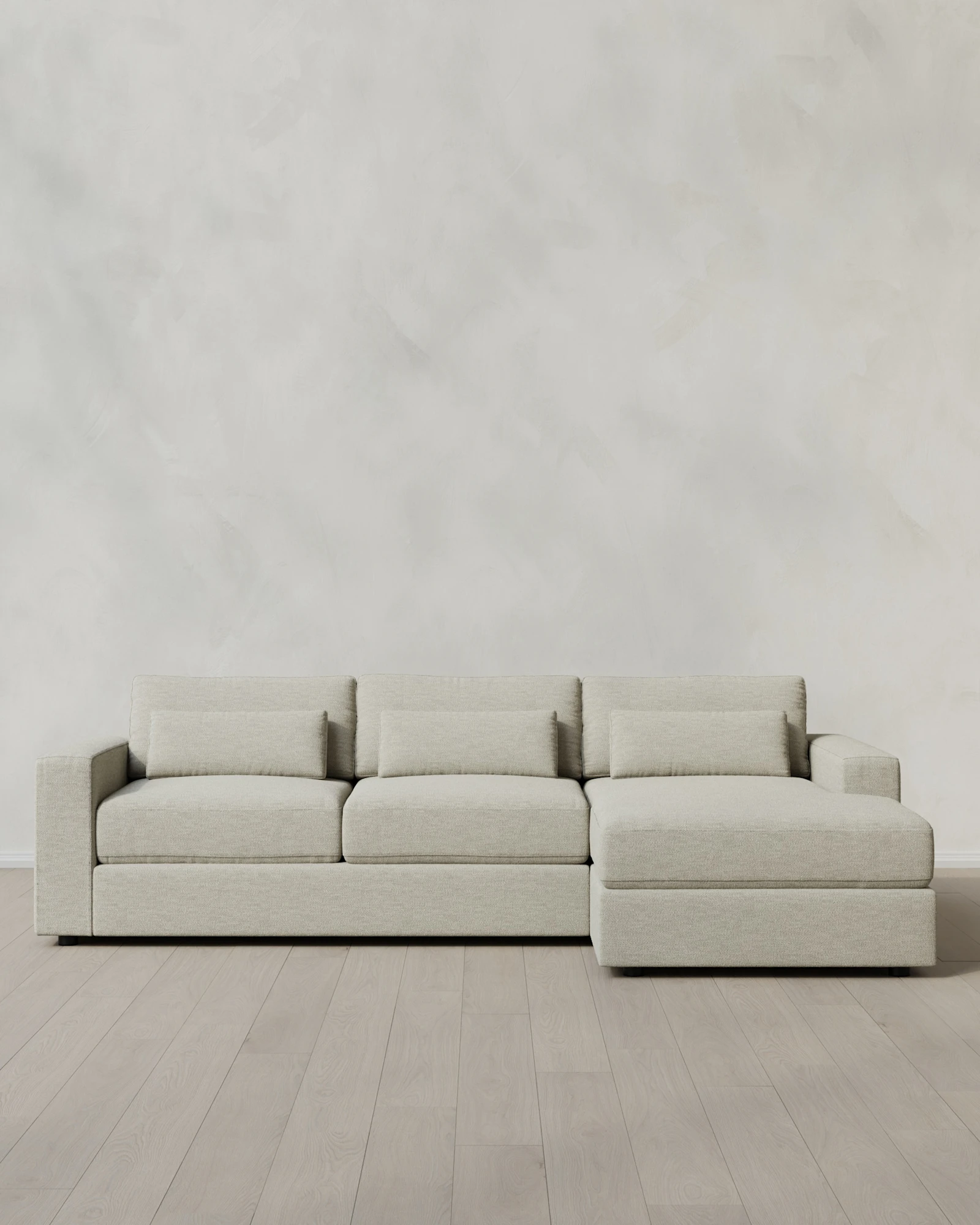 Square Arm Deep Seat Chaise Sectional in Performance Basketweave