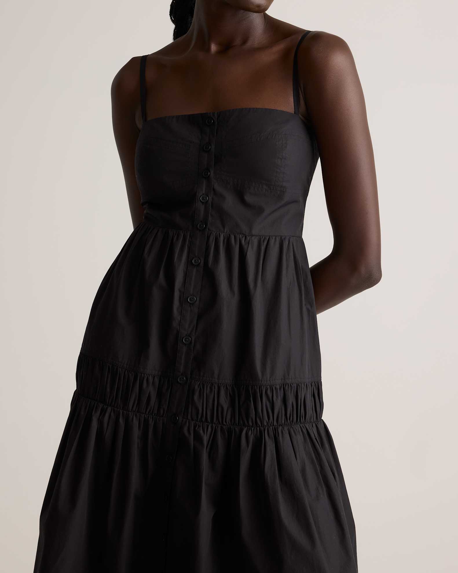 100% Organic Cotton Spaghetti Strap Maxi Dress in Black 100% Organic Cotton Spaghetti Strap Maxi Dress in Black
