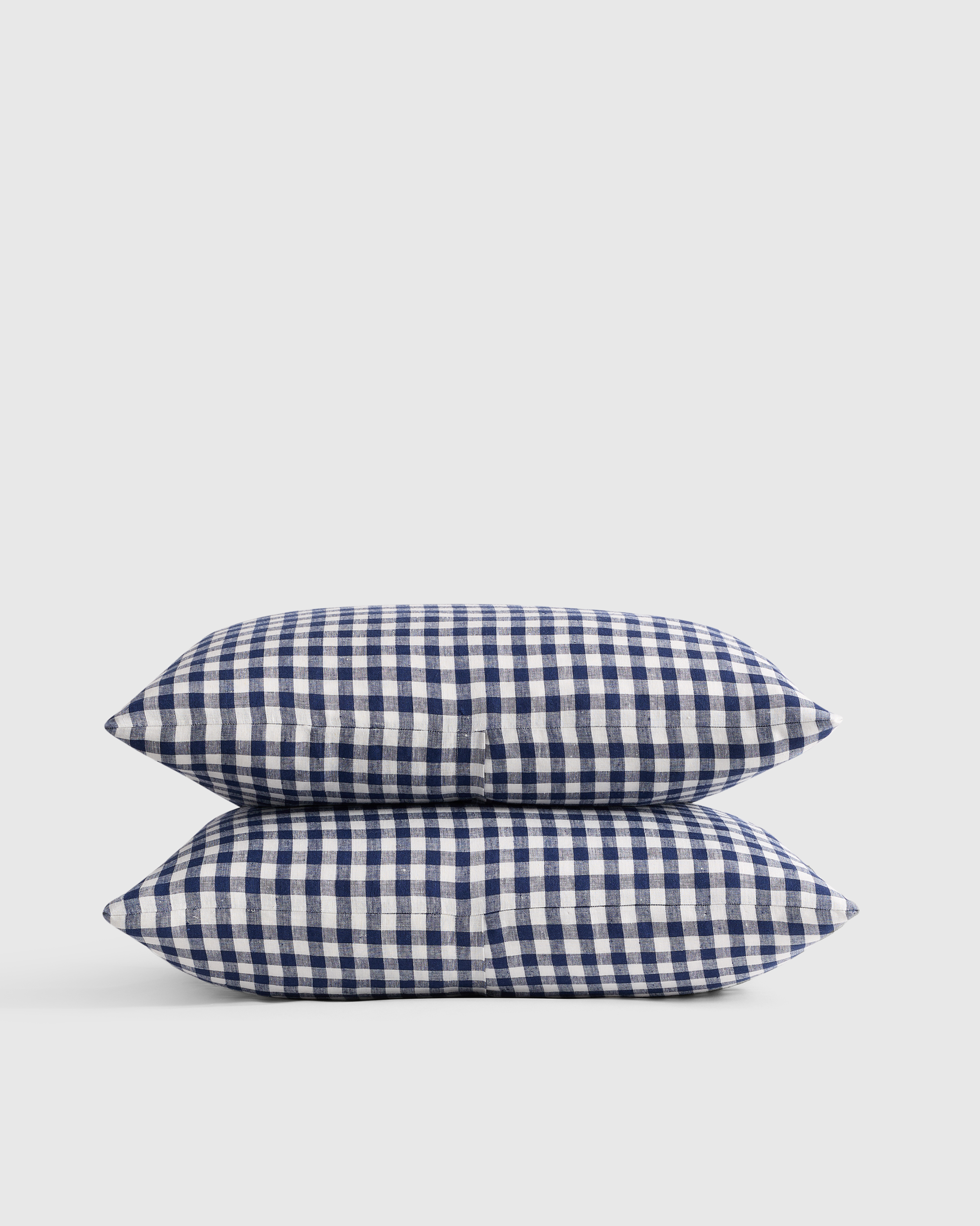 Navy European Linen Gingham Sham Set