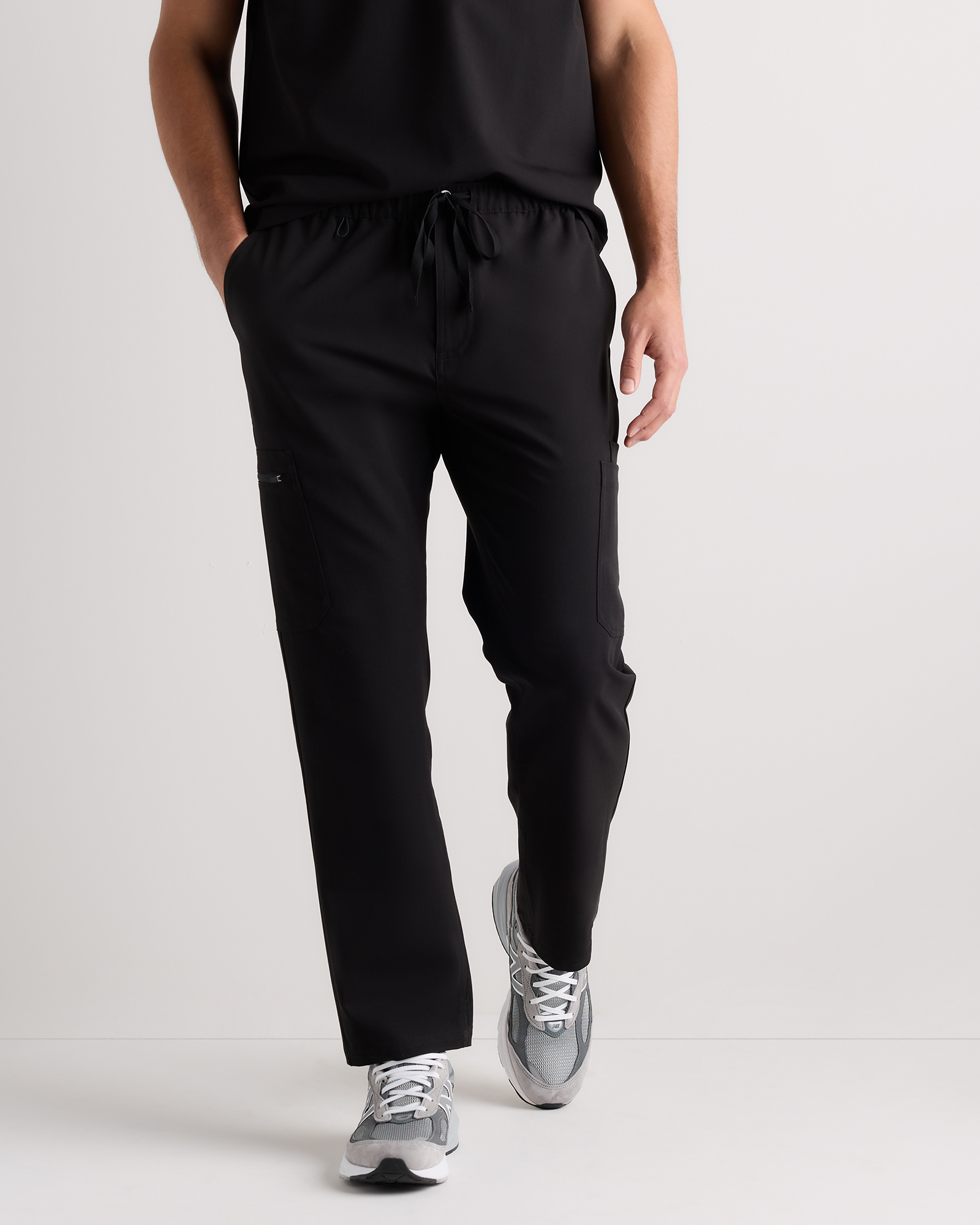 Bold Black AeraFlex Scrub Cargo Pants
