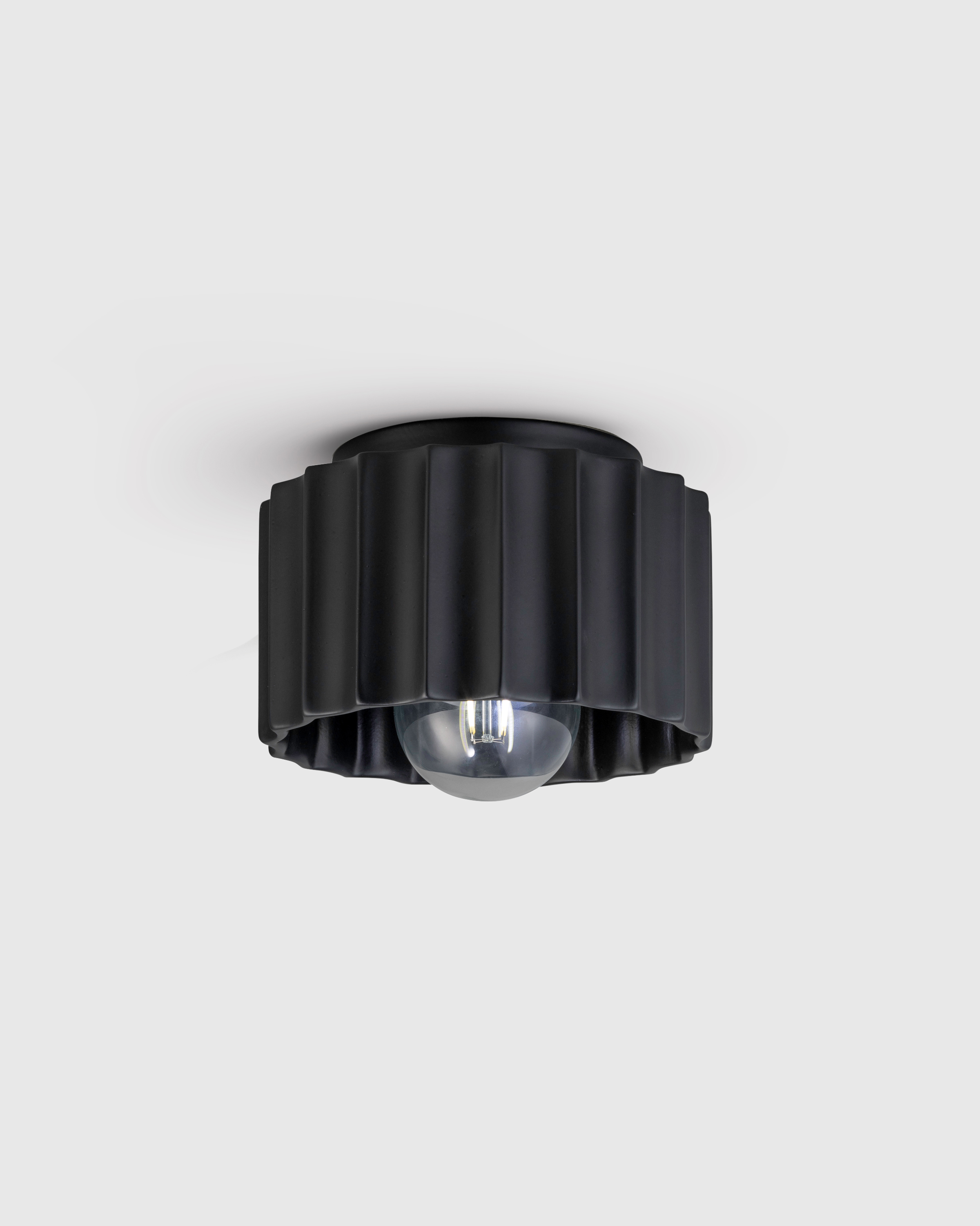 Black Scalloped Ceramic Flush Mount