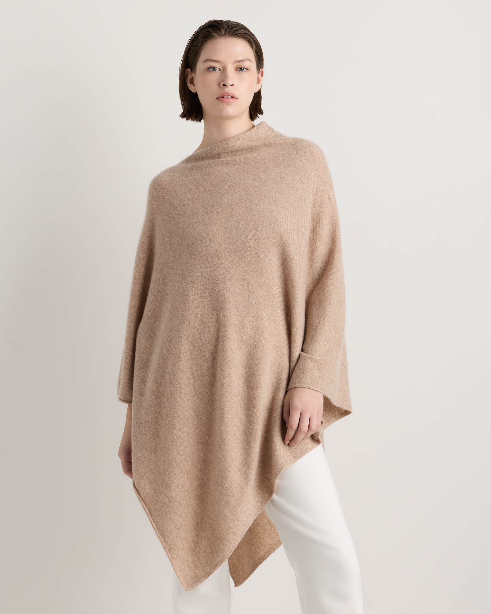 Oatmeal Mongolian Cashmere Poncho 