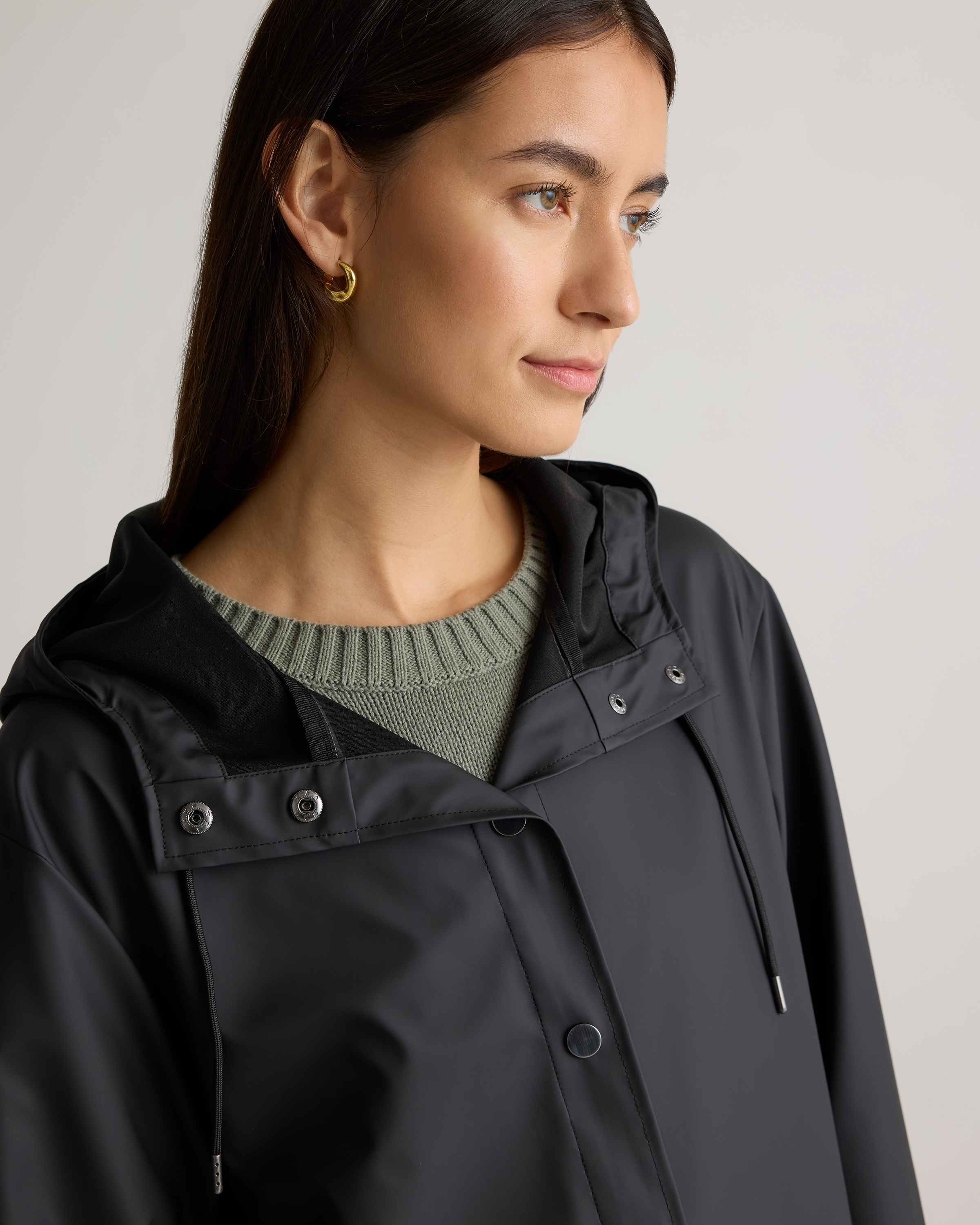 Waterproof Rubberized Long Rain Jacket