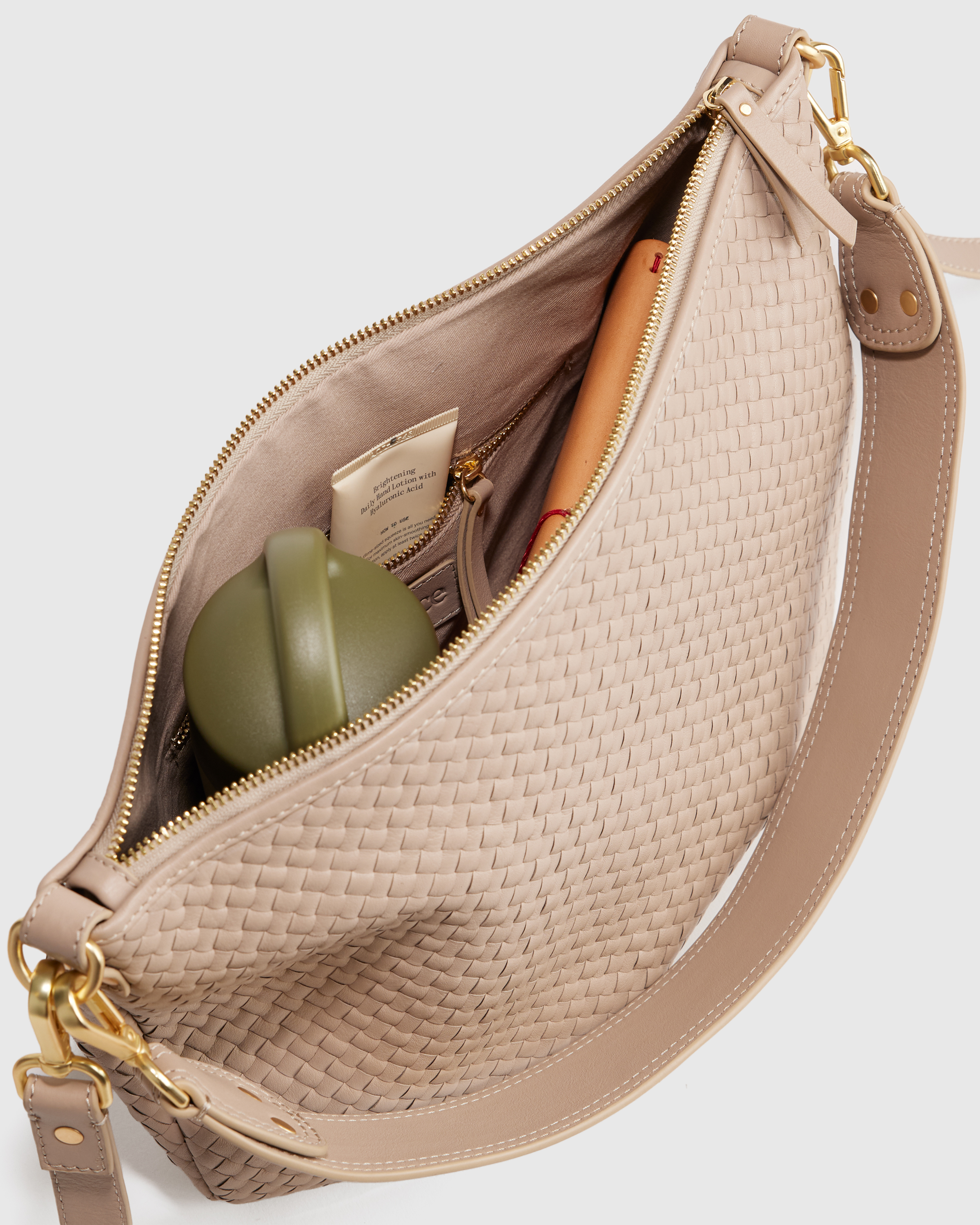 Italian Leather Convertible Crescent Handwoven Shoulder Bag in 