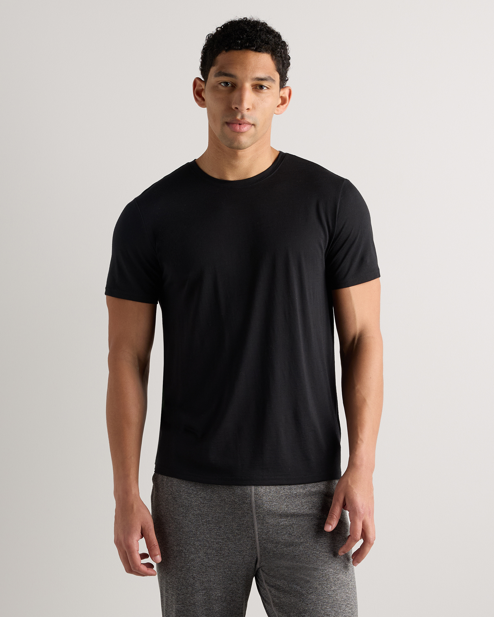 Black 100% Merino Wool All-Season Short Sleeve Base Layer Tee