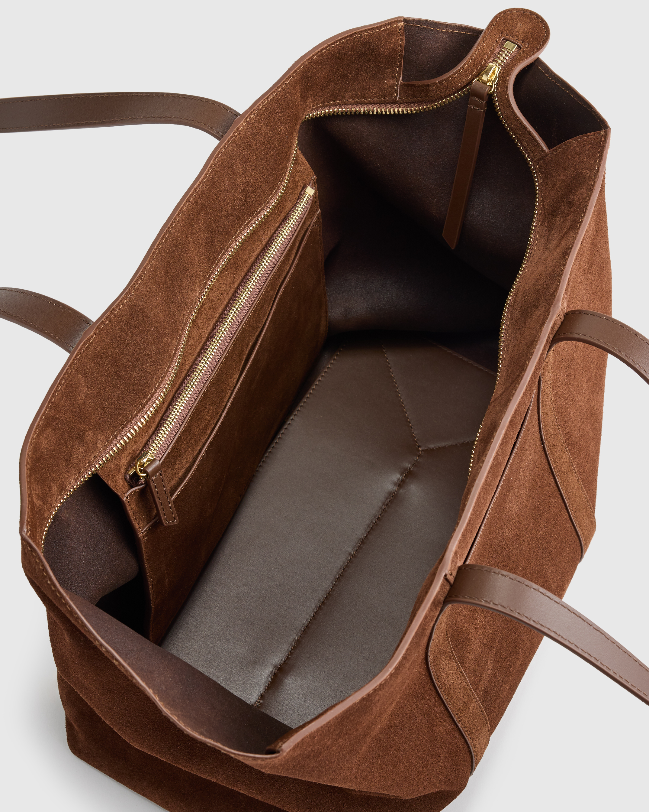 Italian Suede Everyday Tote in Chocolate Brown