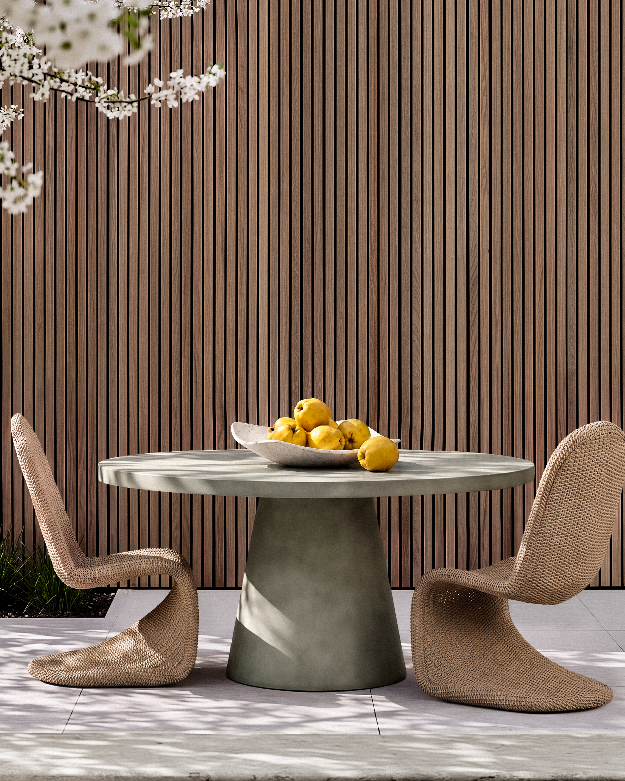 Concrete Pedestal Outdoor Dining Table - thumbnail 2