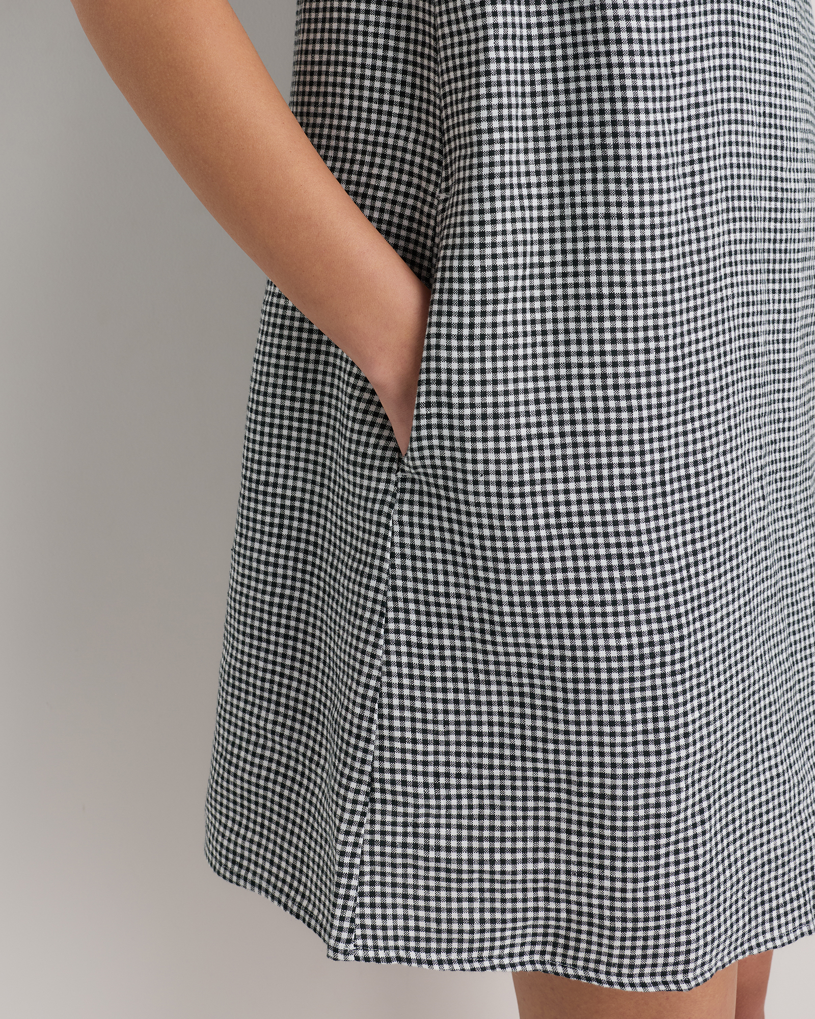 100% European Linen Tank Mini Dress in Classic Mini Gingham
