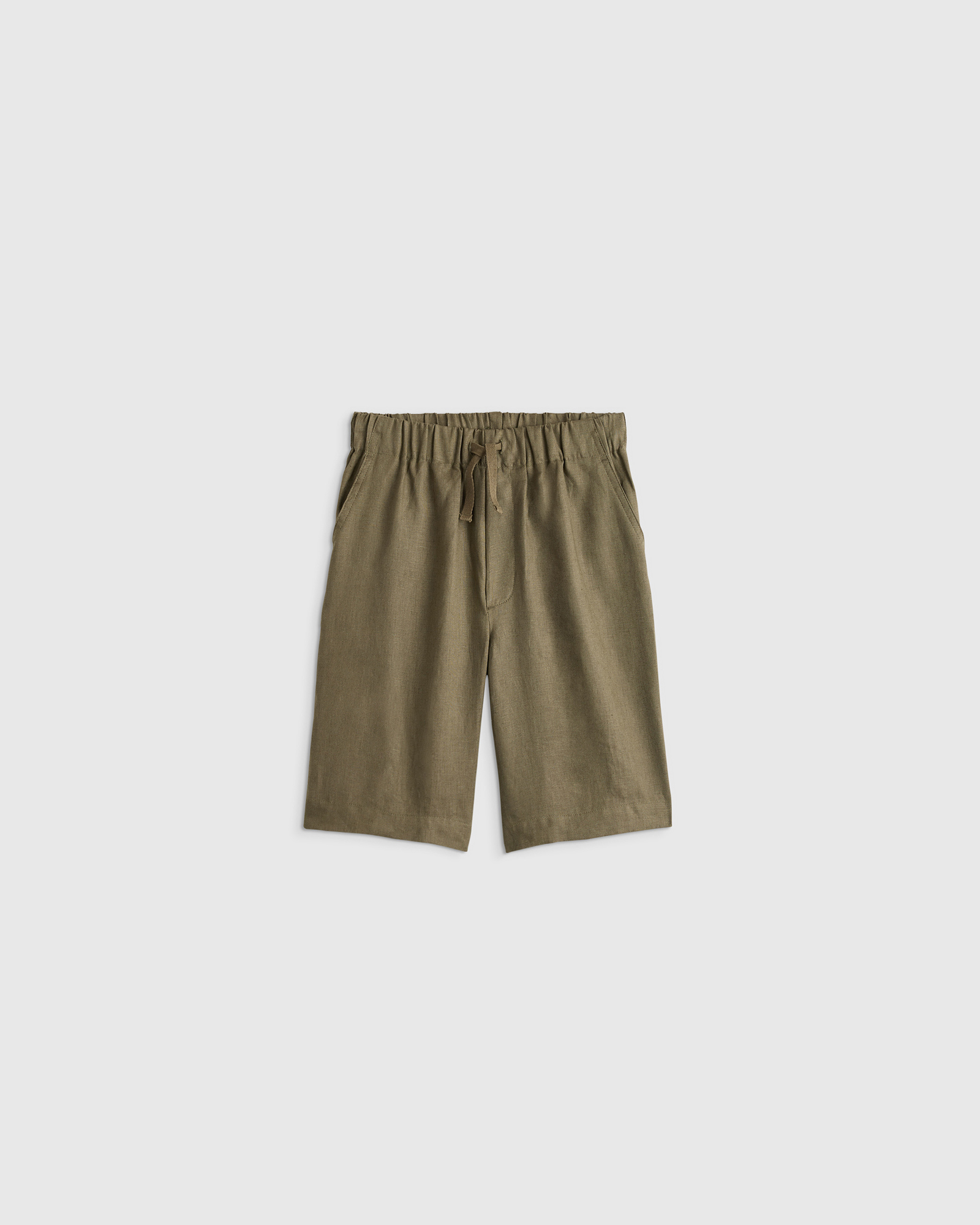 Bayberry Olive 100% European Linen Pull-On Shorts