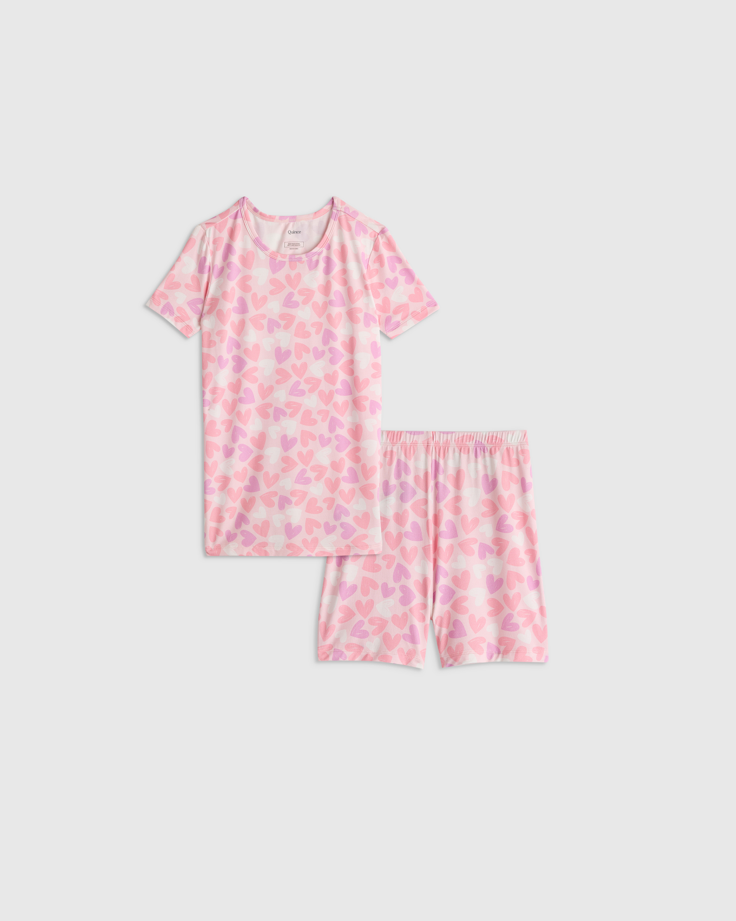 Lavender Hearts Bamboo Short Sleeve and Shorts Pajama Set