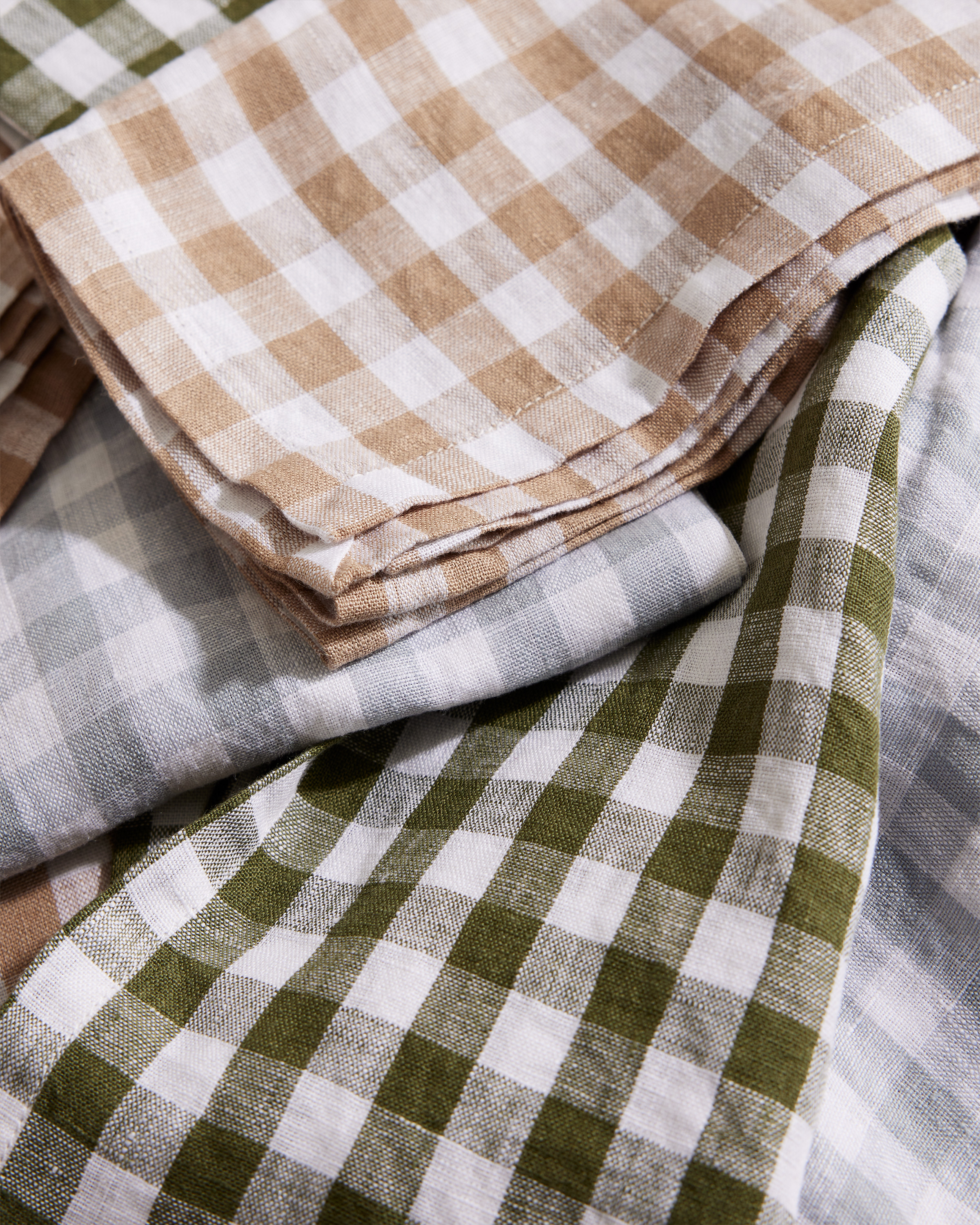 European Linen Gingham Napkins (Set of 4) - Cafe
