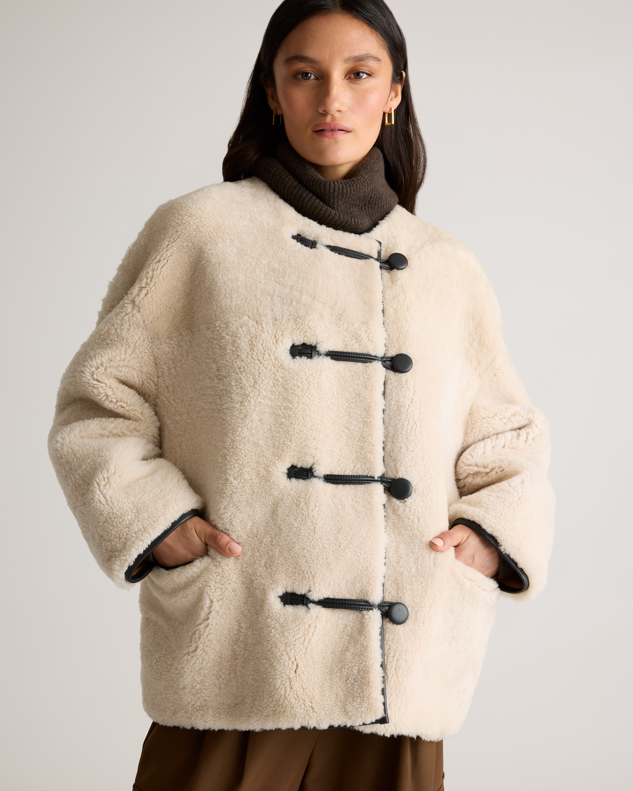 100% Shearling Duffle Jacket