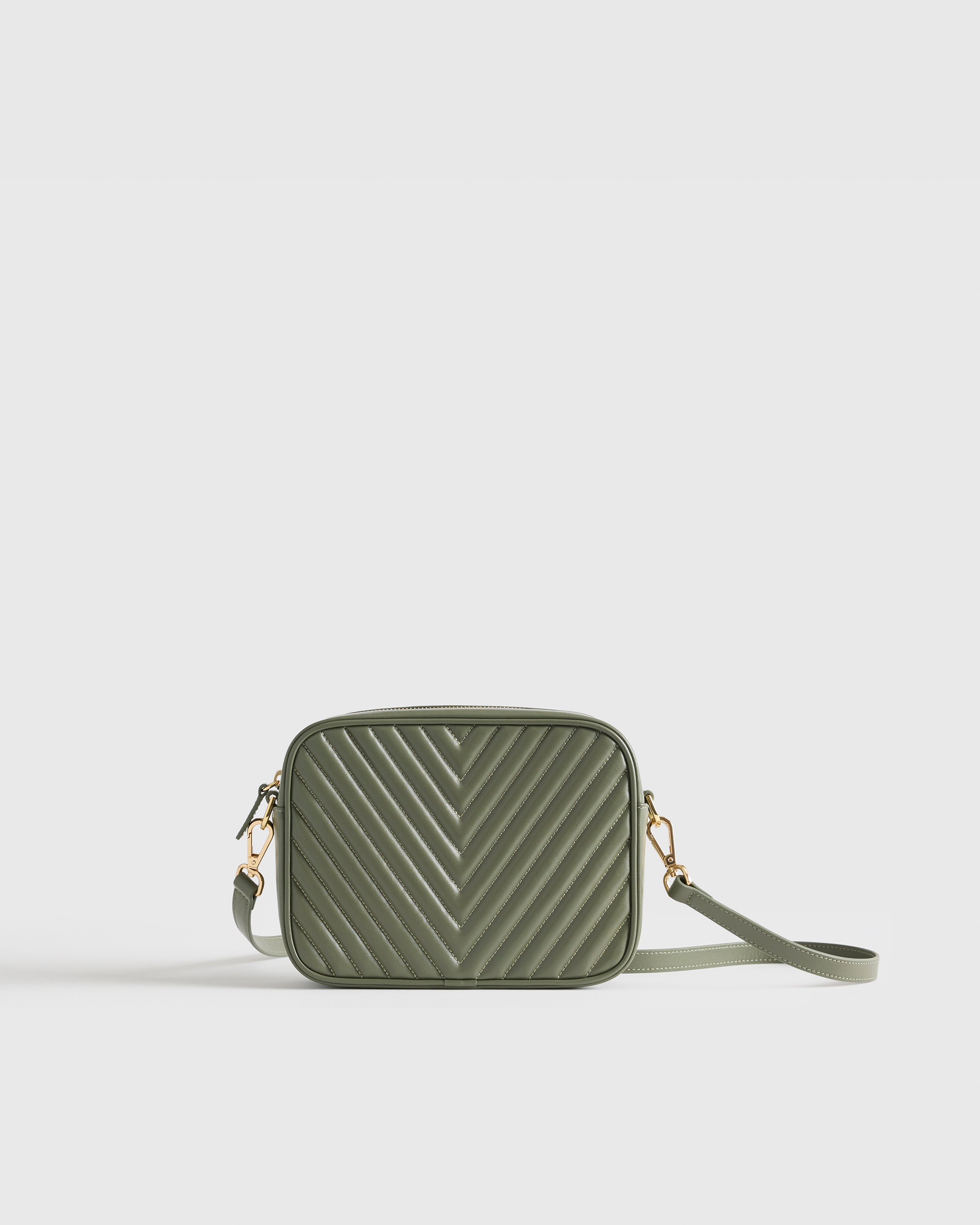 Olive  Italian Leather Quilted Crossbody Bag