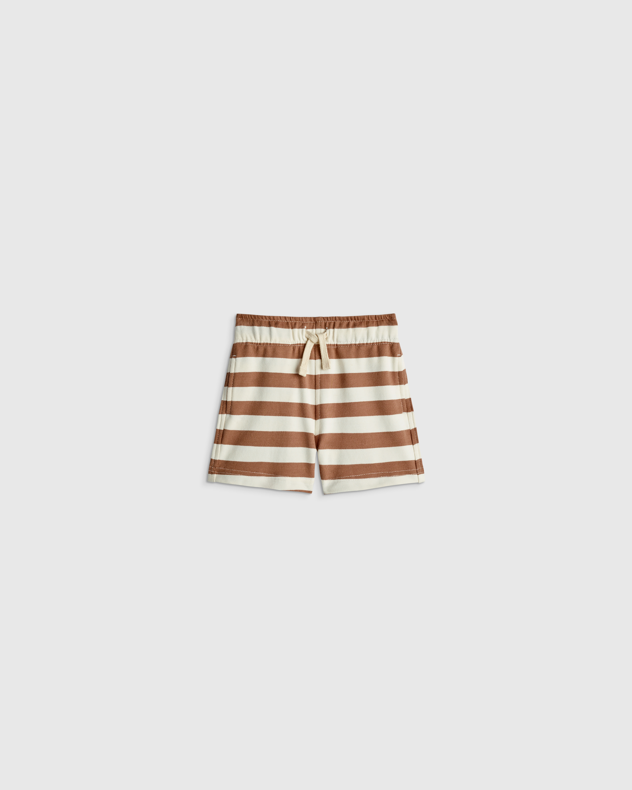 Brown Stripe Organic Cotton French Terry Short