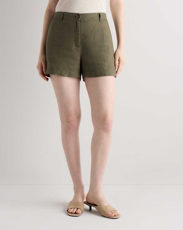 Bayberry Olive 100% European Linen Trouser Shorts