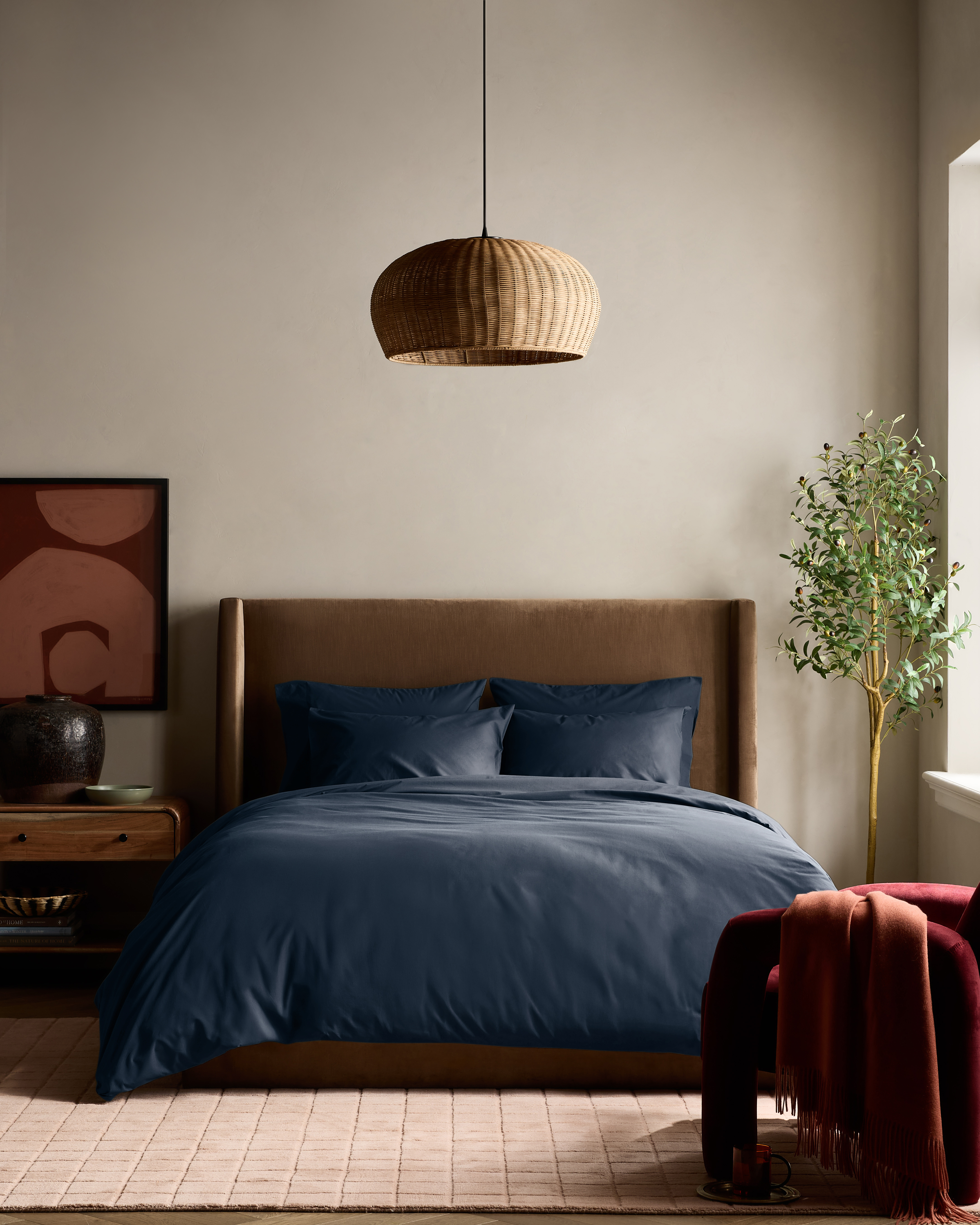 Navy Classic Organic Percale Duvet Cover Set