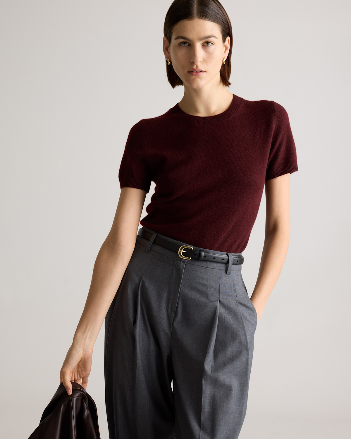 Quince Cashmere Tee | Quince in Rich Burgundy