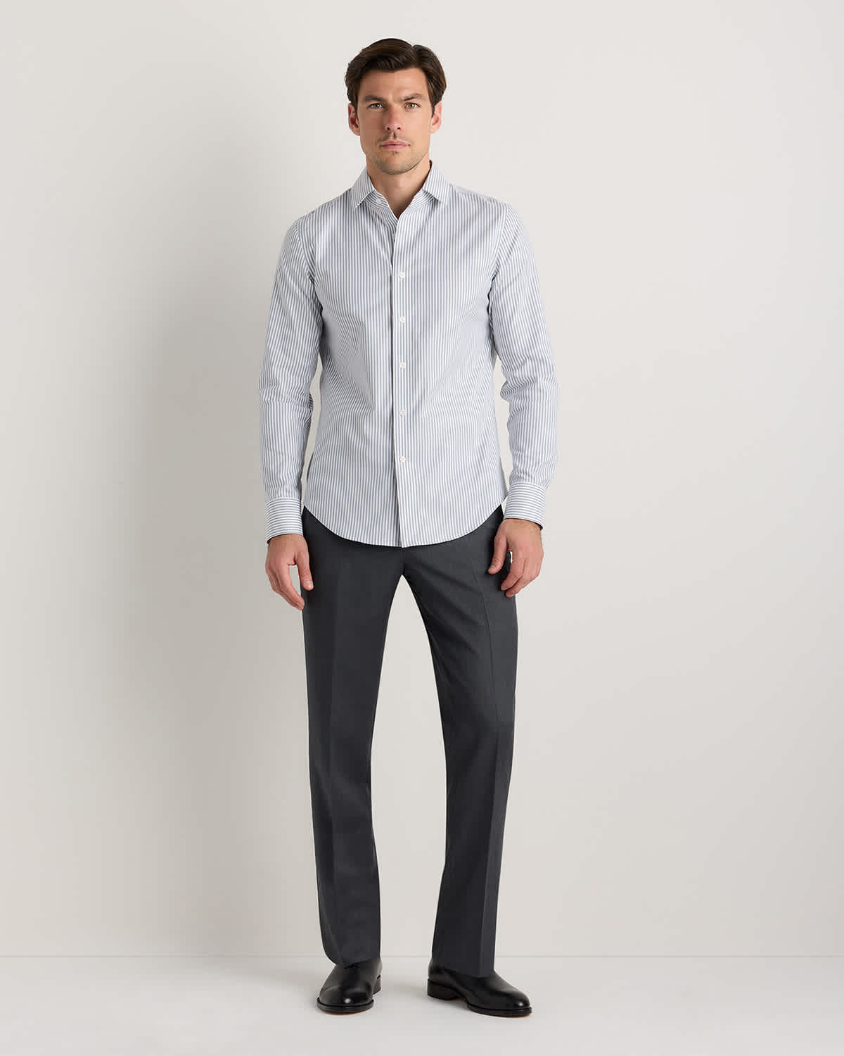 Men's Oxford Non-Iron Dress Shirt in Grey Stripe, Size XXL, Organic Cotton by Quince Men's Oxford Non-Iron Dress Shirt in Grey Stripe, Size XXL, Organic Cotton by Quince