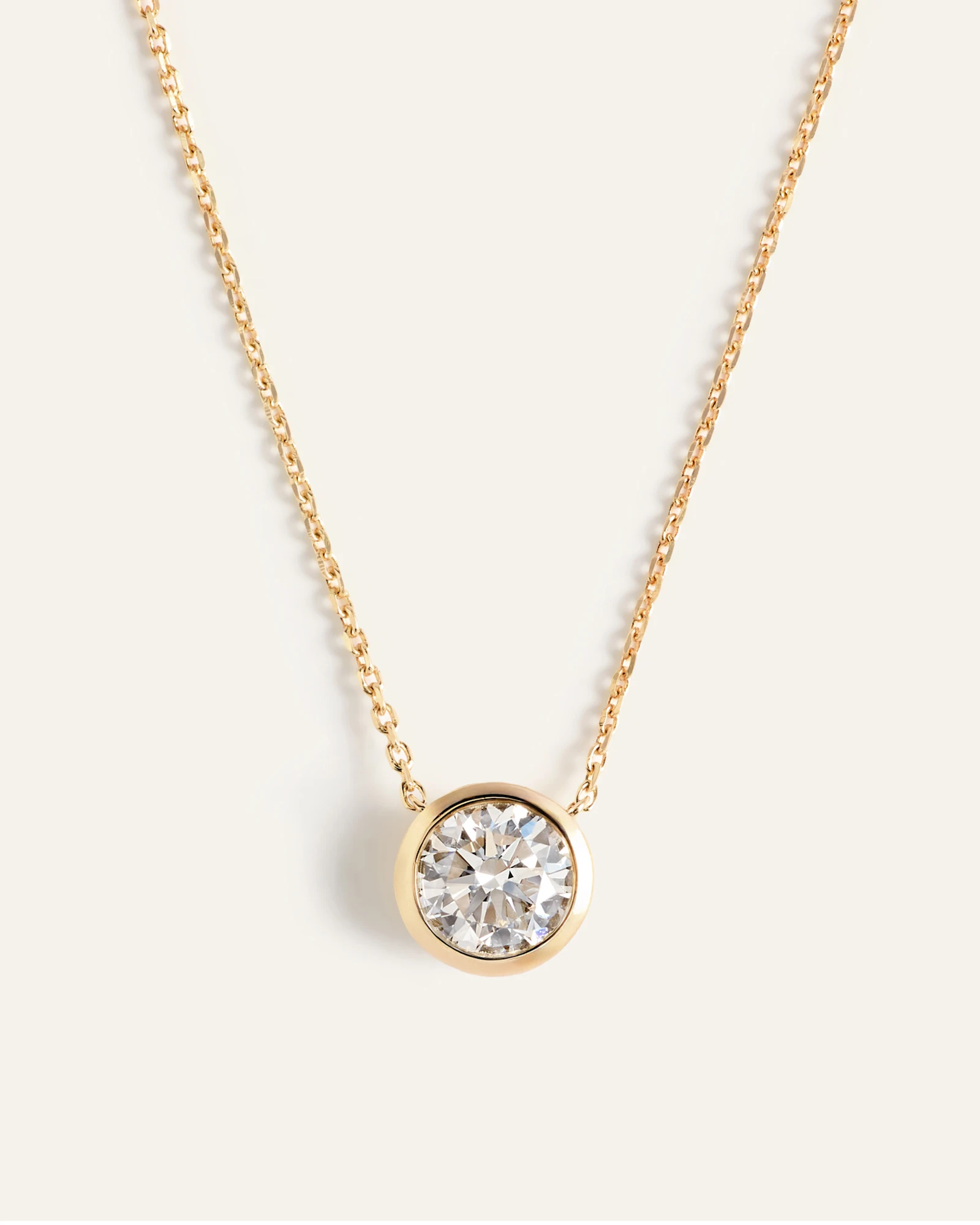 14K Gold Lab Grown Diamond Bezel Necklace - 1ctw