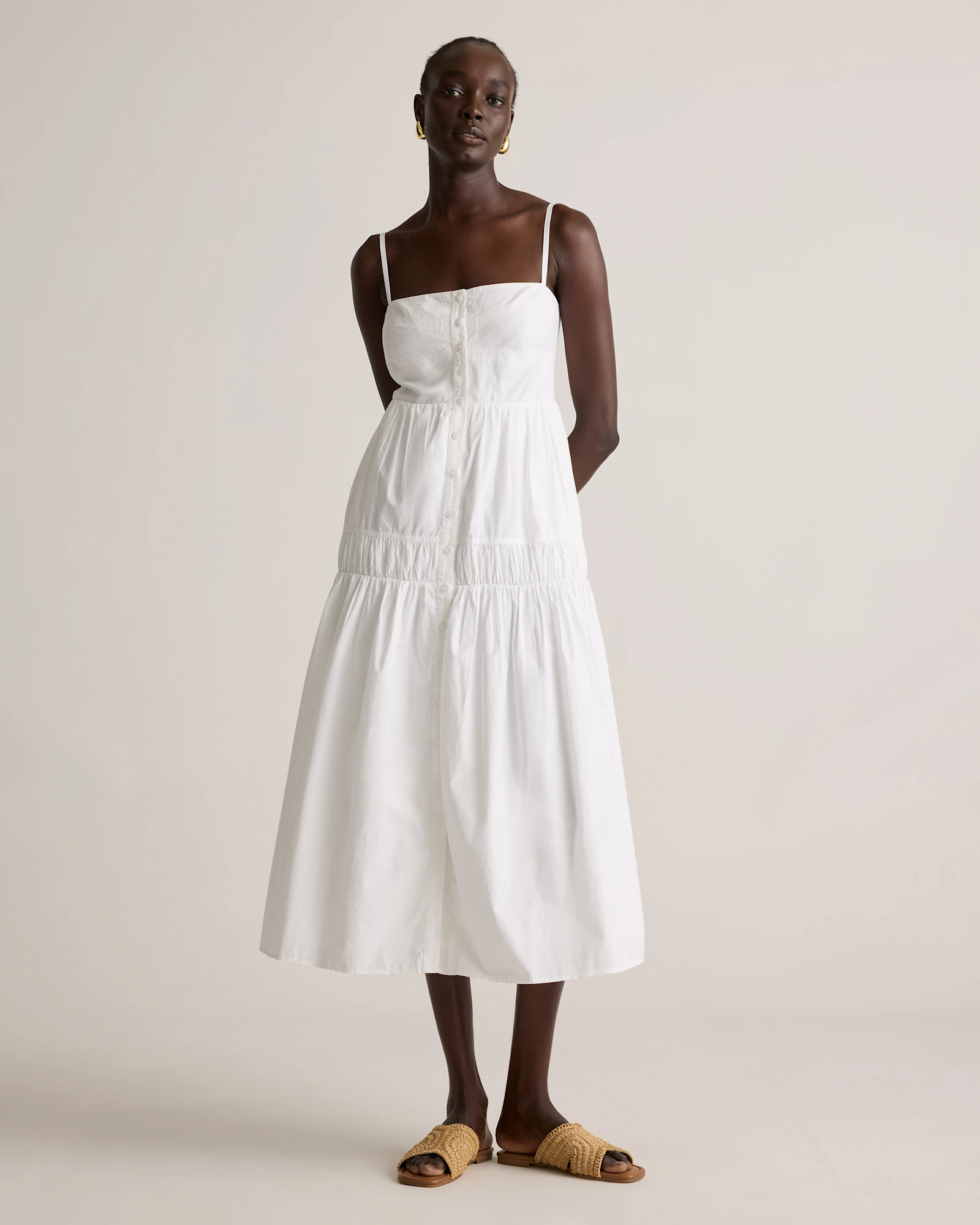 Women's Poplin Spaghetti Strap Maxi Dress in Black, Size XL, Organic Cotton by Quince Women's Poplin Spaghetti Strap Maxi Dress in Black, Size XL, Organic Cotton by Quince
