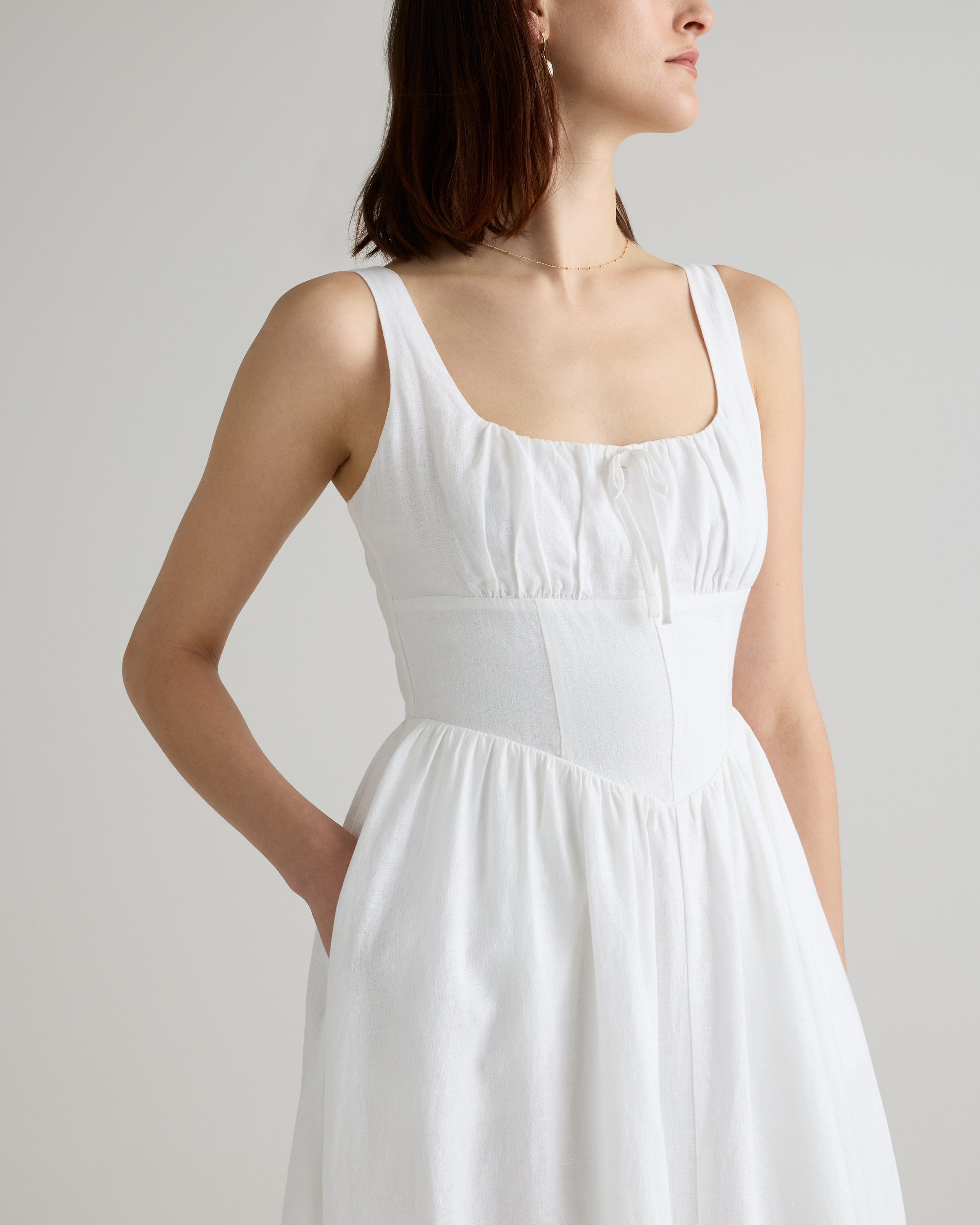 white christmas dresses Linen-Blend Corset Midi Dress — GAP (International) main image 1