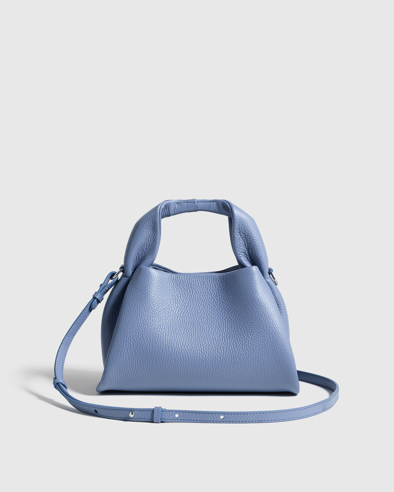 Moonstone Blue Italian Leather Trapeze Crossbody