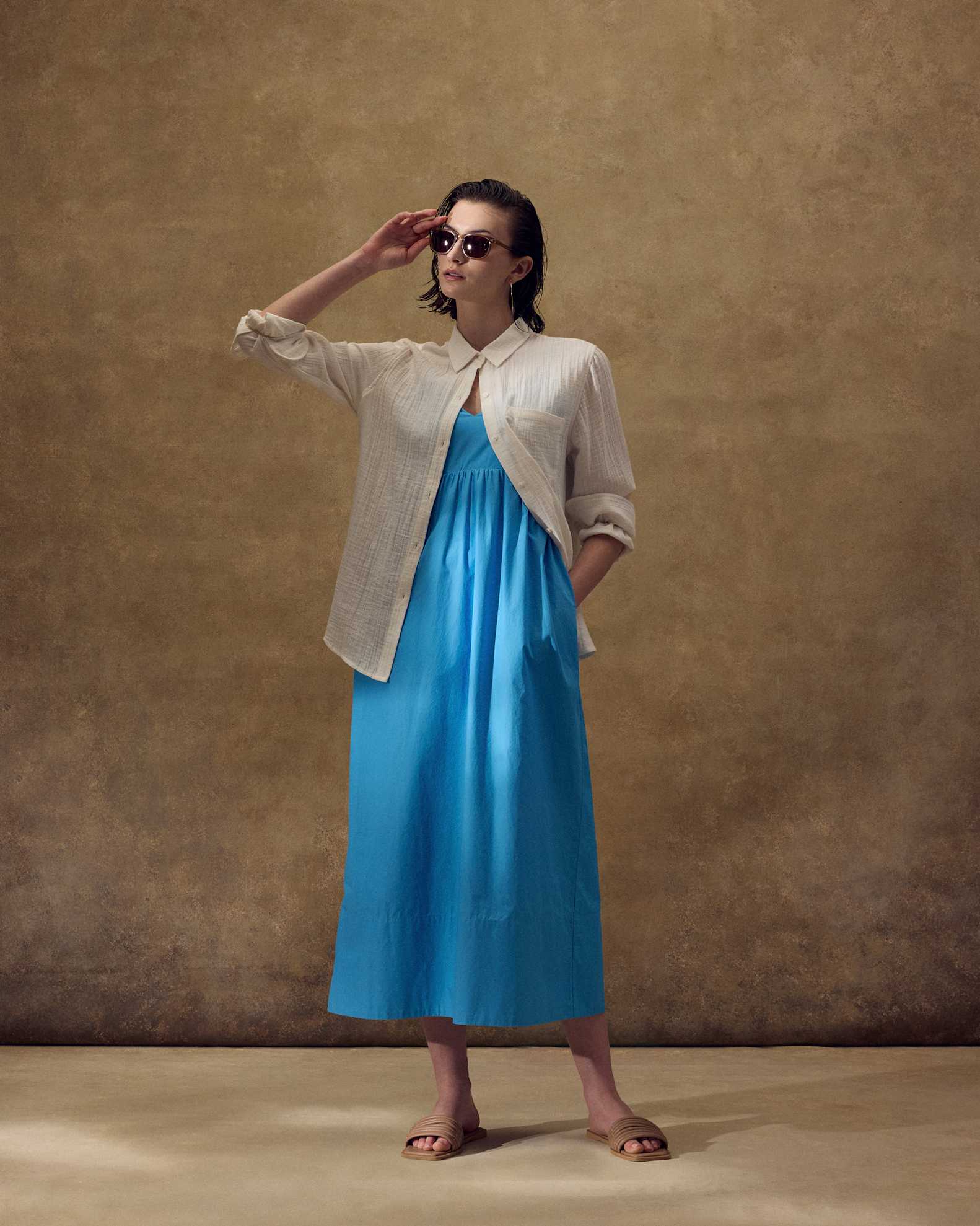 Quince Women's Organic Cotton Sleeveless Maxi Dress, Small, Cornflower Blue - Elegant & Sustainable Style Quince Women's Organic Cotton Sleeveless Maxi Dress, Small, Cornflower Blue - Elegant & Sustainable Style
