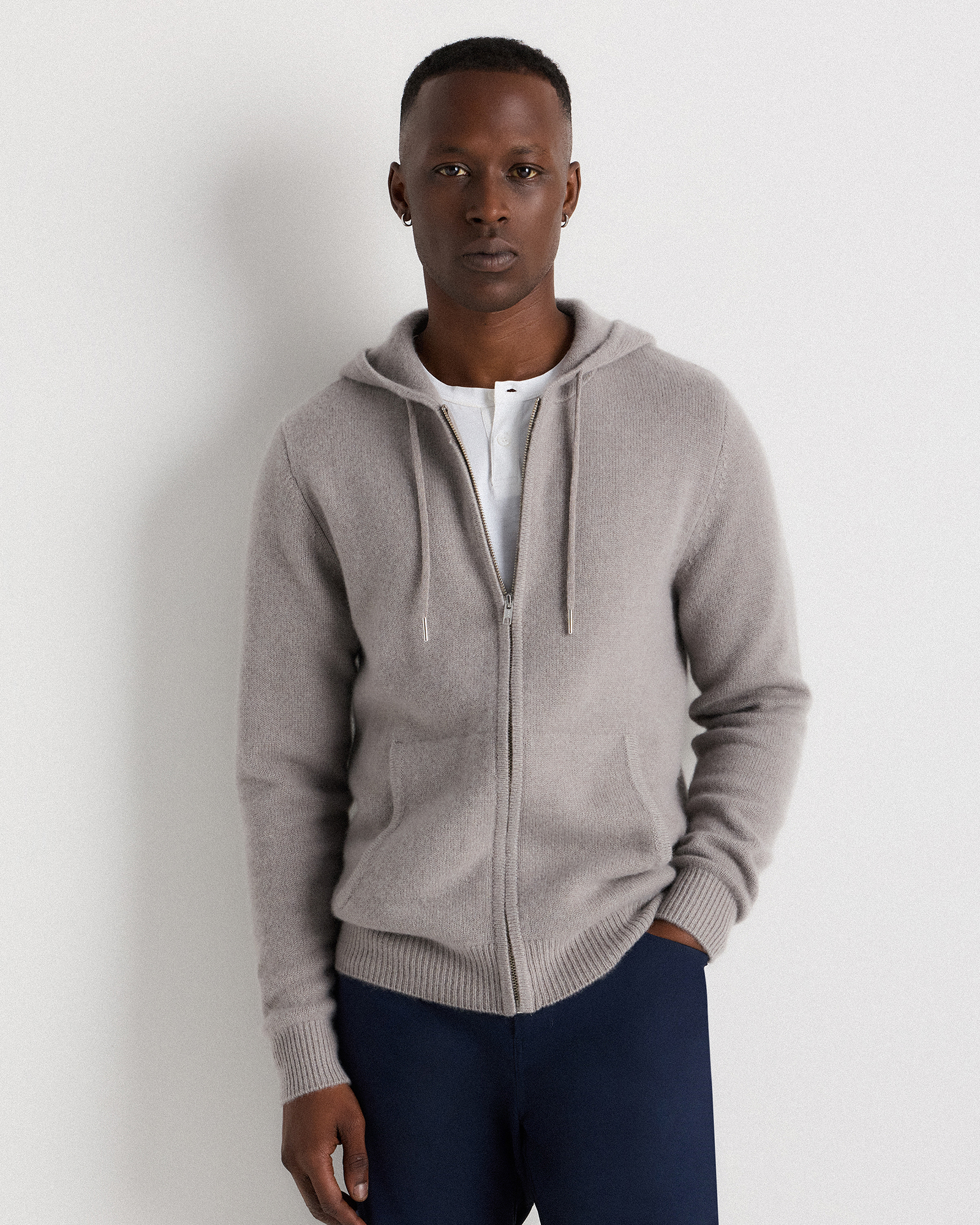 Quince Men's Mongolian Cashmere Full-zip Hoodie In Gray