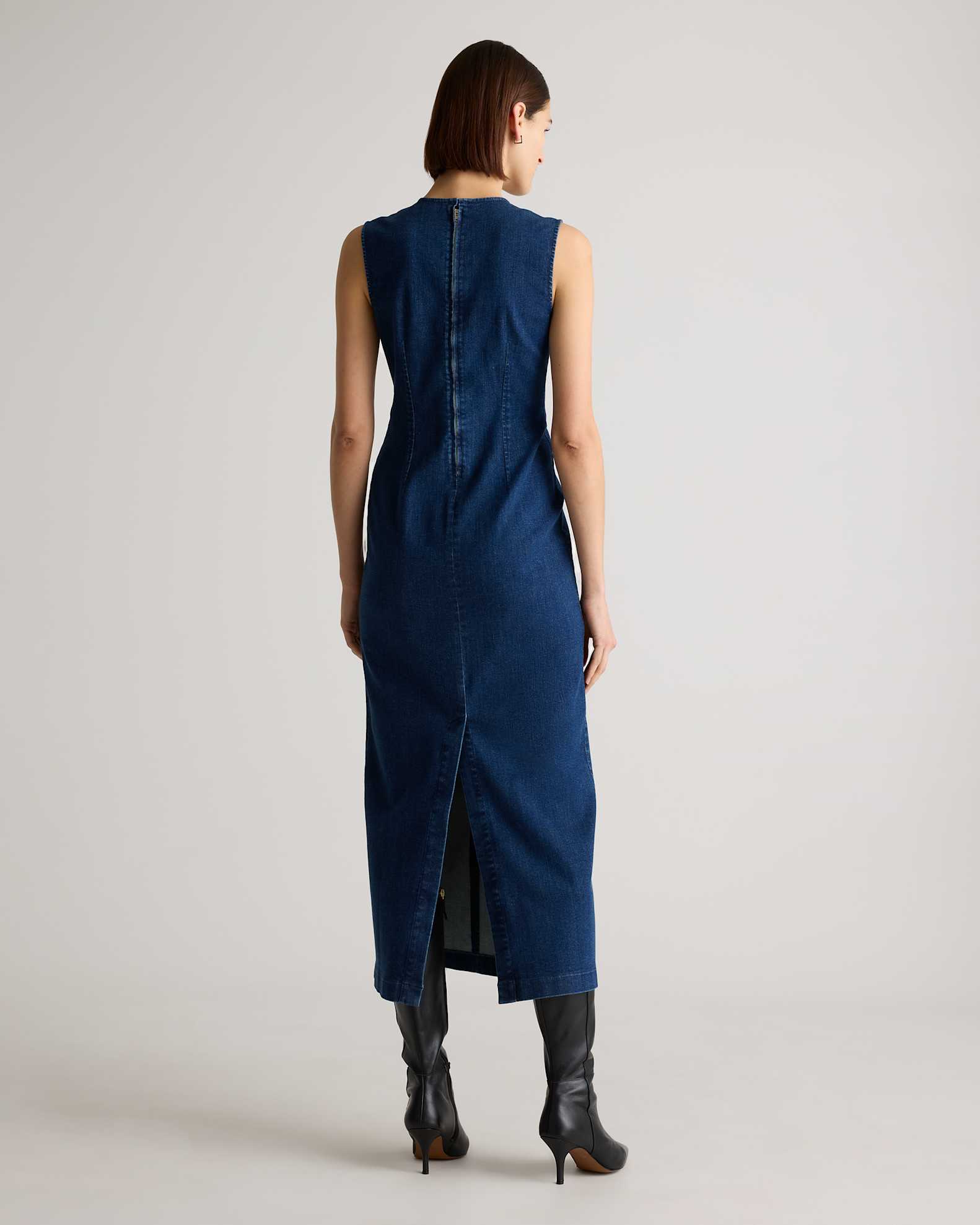 Stretch Denim Maxi Dress in Indigo Stretch Denim Maxi Dress in Indigo