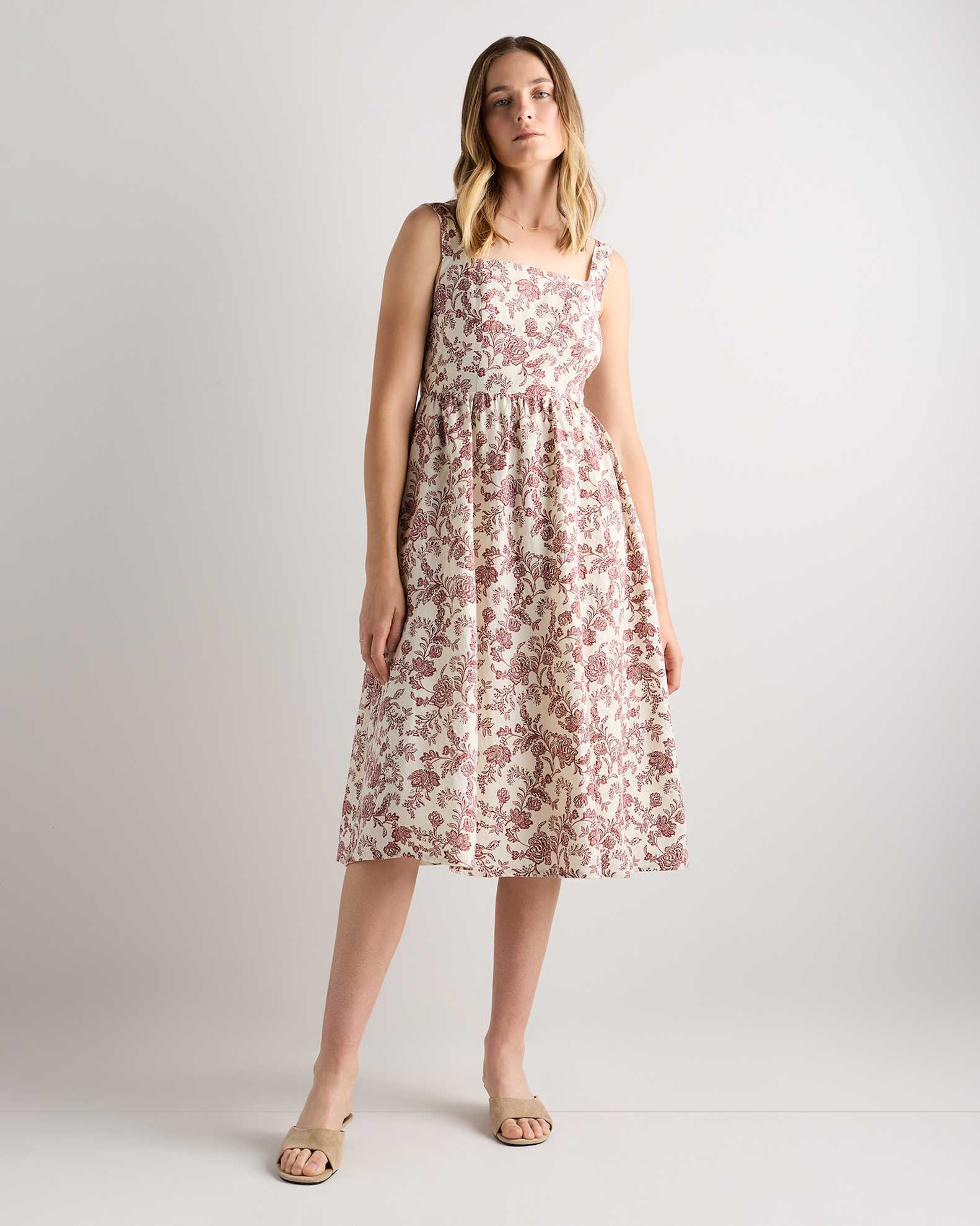 100% European Linen Fit & Flare Midi Dress 100% European Linen Fit & Flare Midi Dress