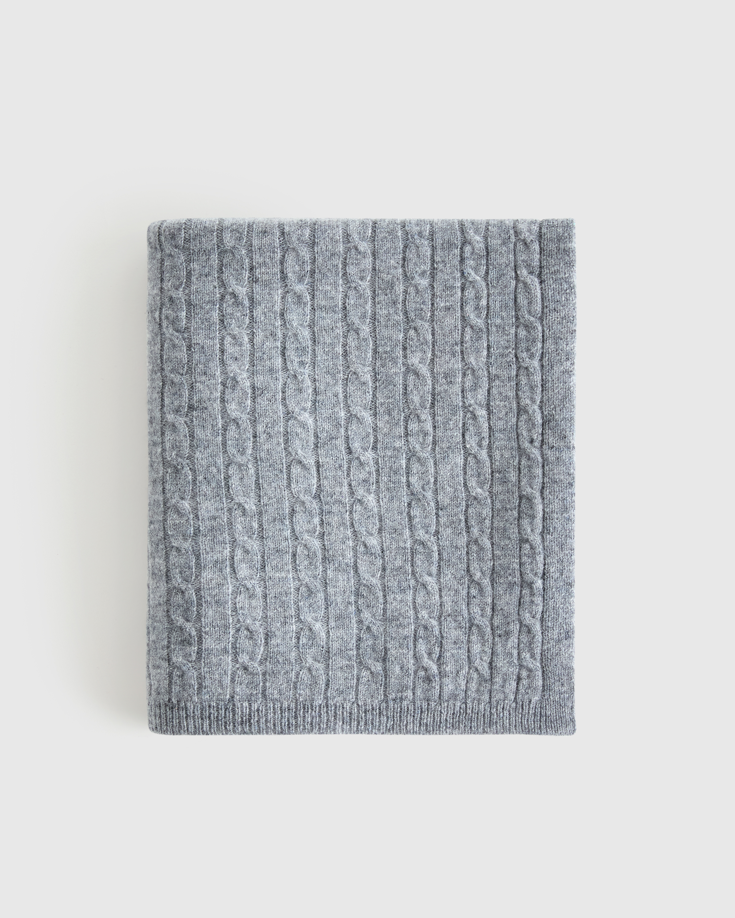 Heather Grey Mongolian Cashmere Cable Knit Baby Blanket