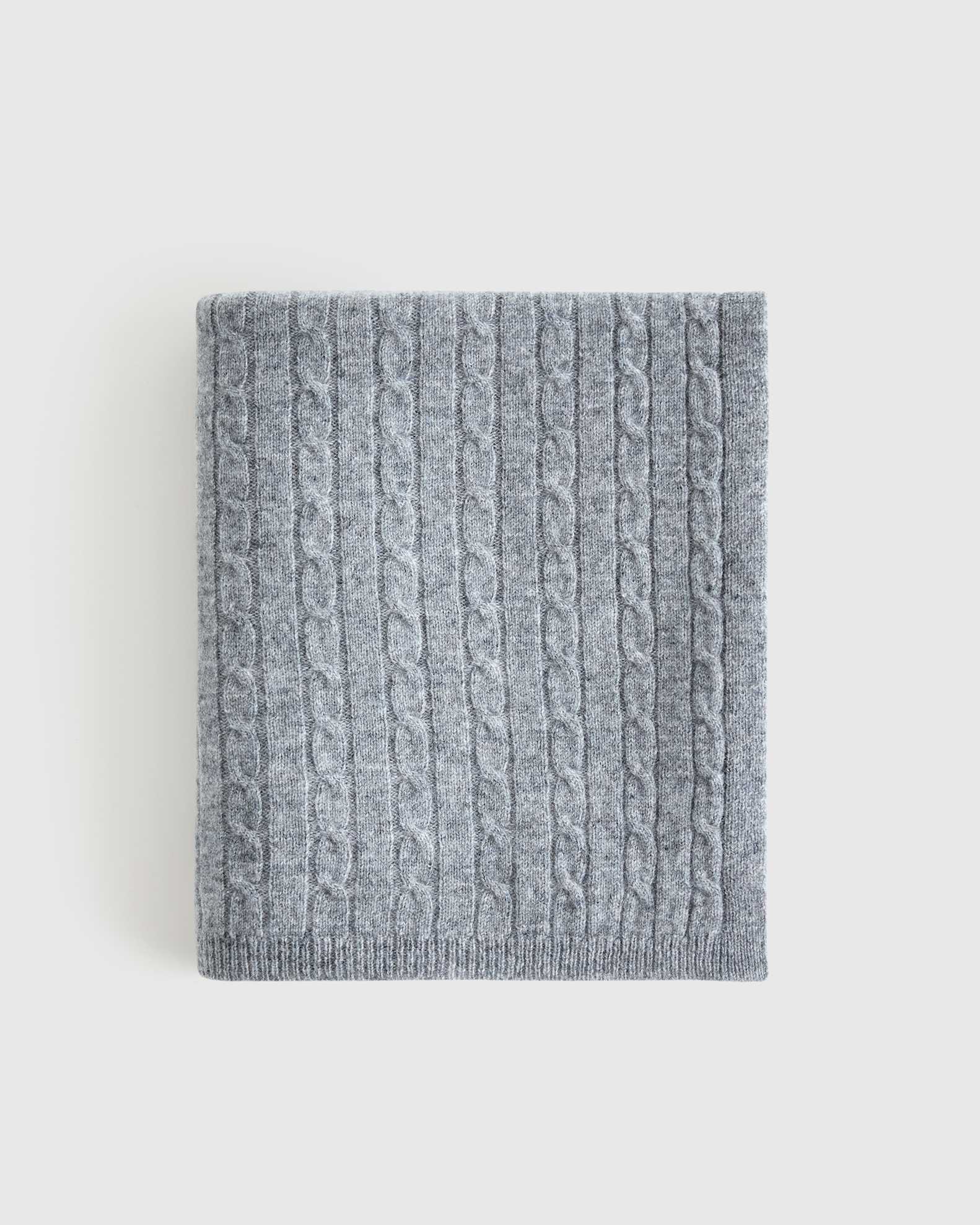 Luxe Cable Knit Cashmere Baby Blanket in Heather Grey