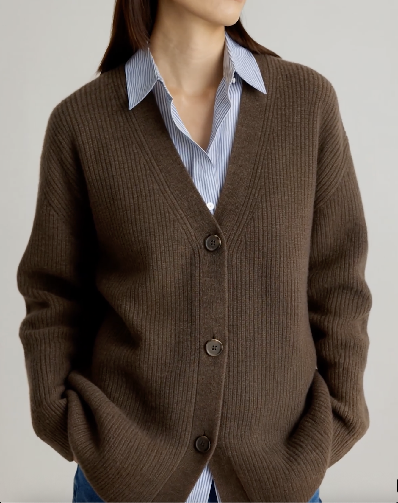 Mongolian Cashmere Oversized Boyfriend Cardigan Sweater display picture 1