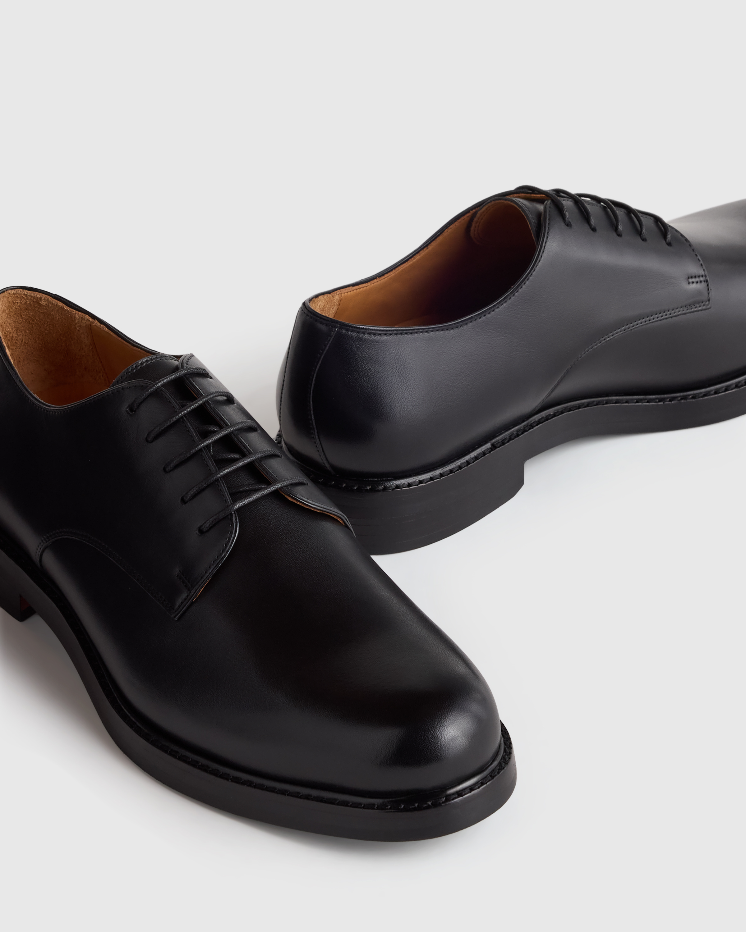 Calfskin Leather Derby in Black