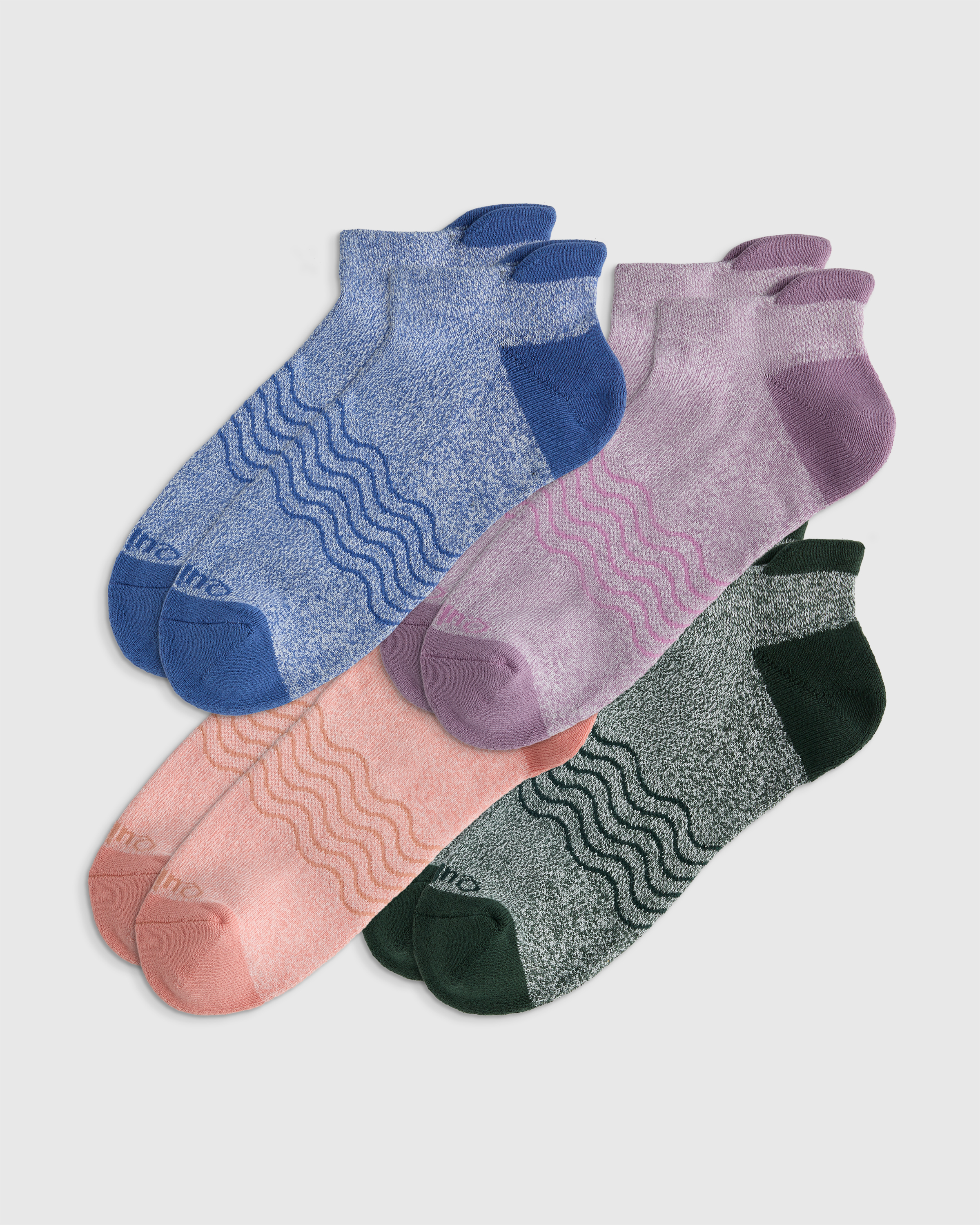 Pink/Blue/Purple Mix Everyday Cotton Colorblock Marl Ankle Socks (4-pack)
