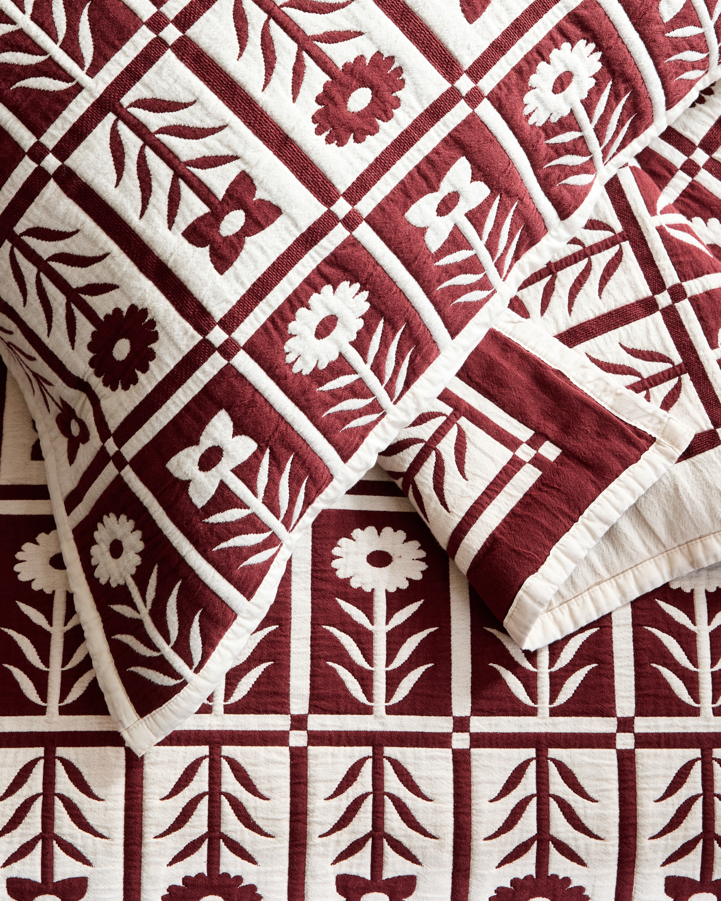 Organic Cotton Jacquard Floral Coverlet - Thumbnail 4