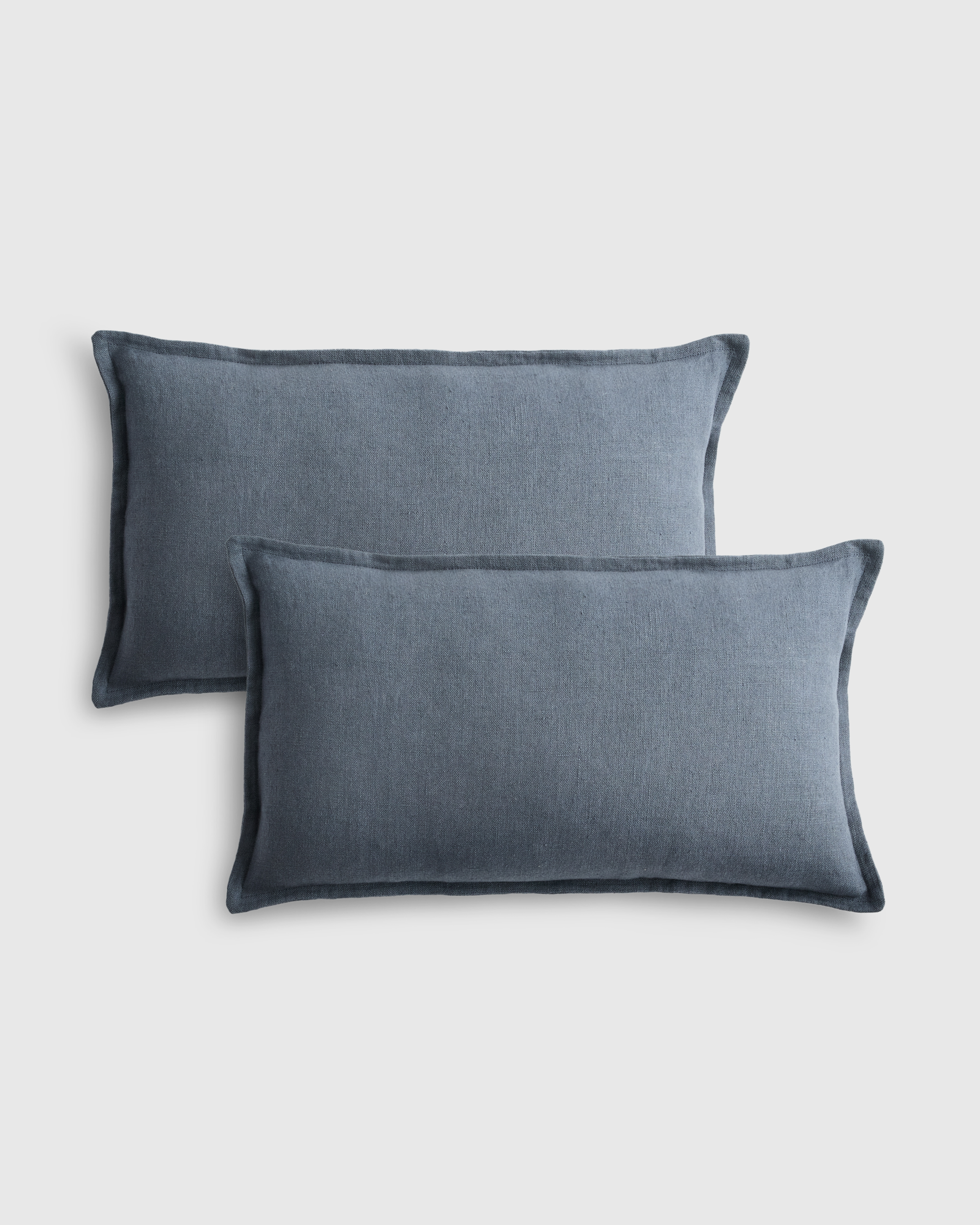 European Linen Flange Edge Pillow Cover (Set of 2), Nightfall, 22x22