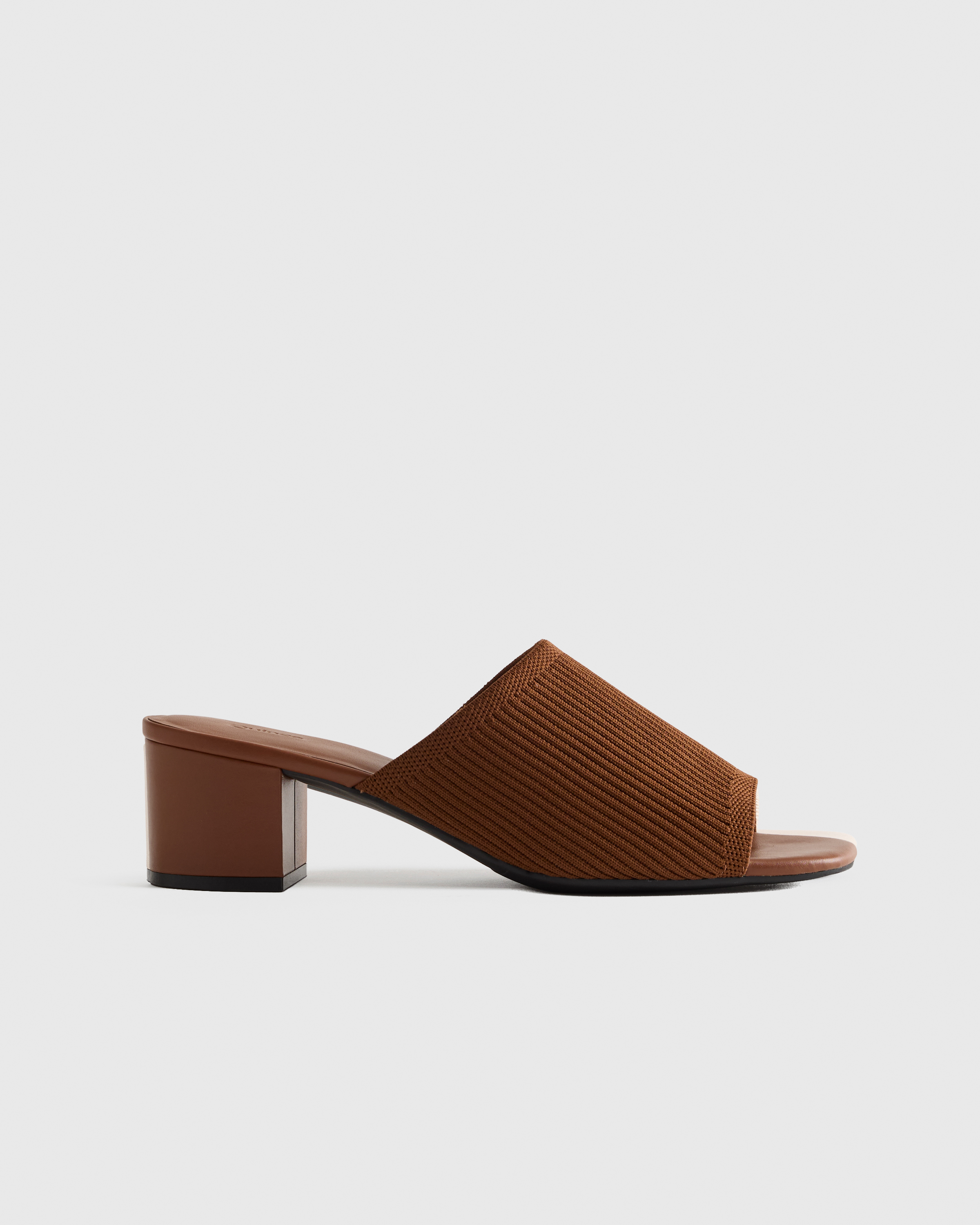 Quince Women's Italian Leather & Eco Knit Heeled Mule In Cognac