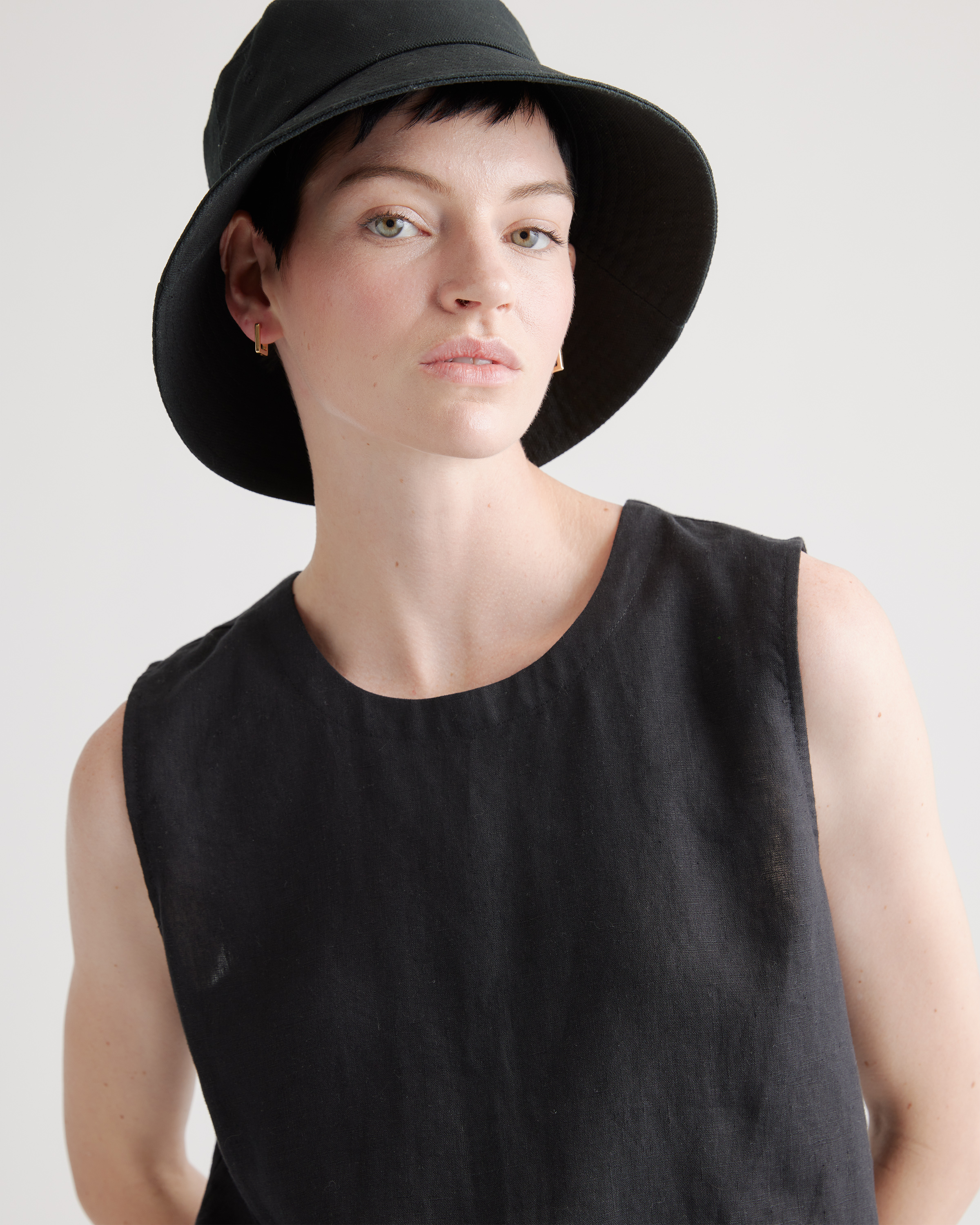 トップス HIGH DENSITY FINX LINEN WEATHER TANK AURALEE - HIGH DENSITY FINX LINEN WEATHER SHIRT BLOUSON ECRU