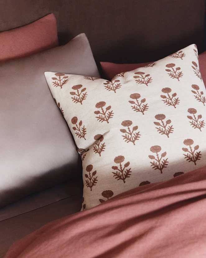 Rust Reversible Block Print Pillow Cover