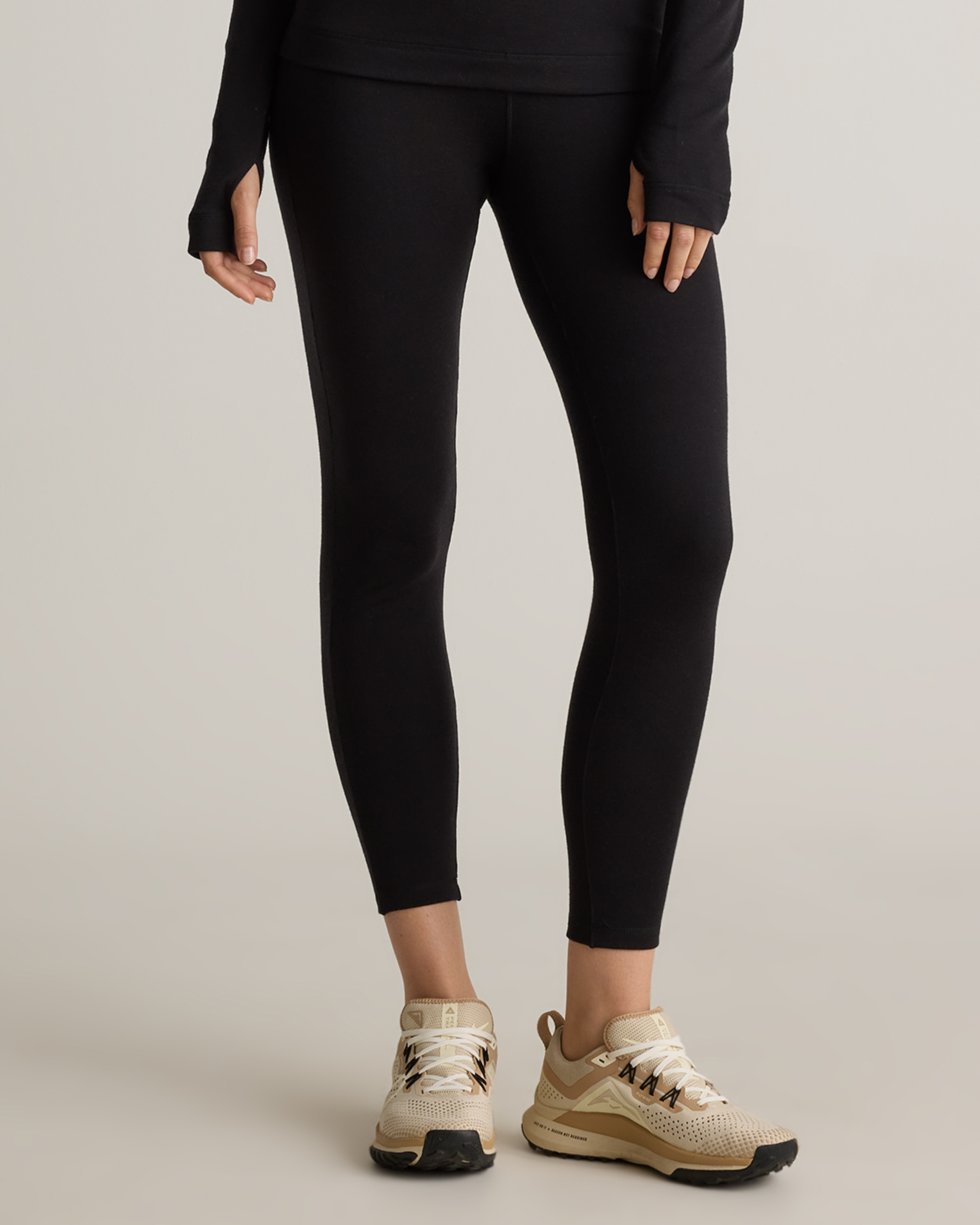Black 100% Merino Wool Cold Weather Base Layer Legging