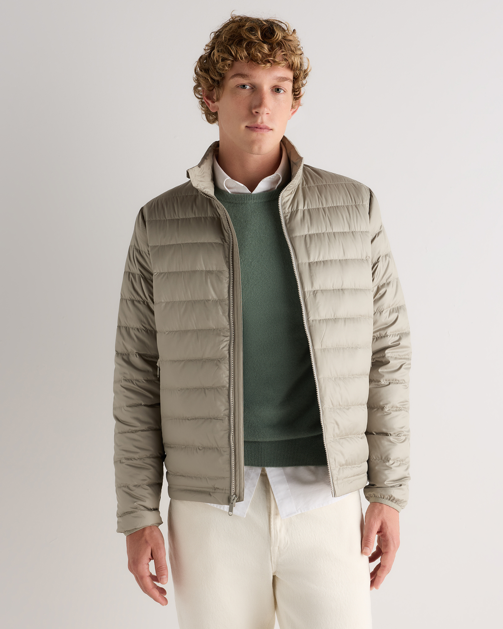 Khaki Olive Green Lightweight Down Packable Puffer Jacket
