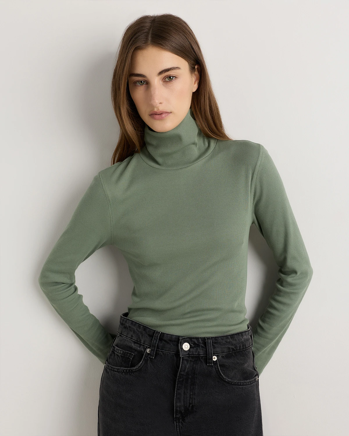 Organic Cotton Micro-Rib Turtleneck