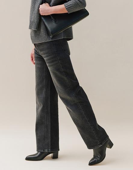 Charcoal Black Luna Stretch Relaxed Straight Jeans