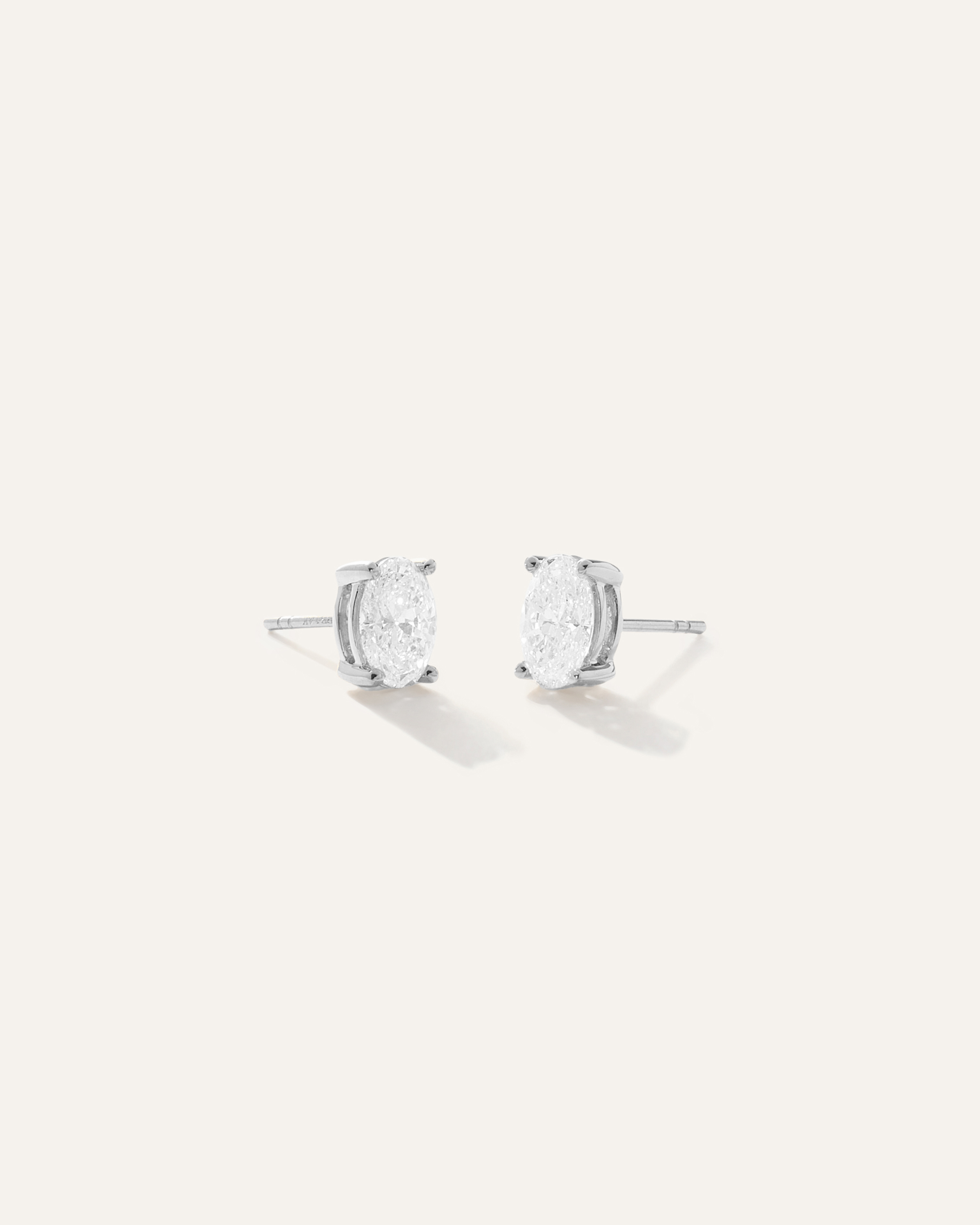White Gold 14k Gold Lab Grown Diamond Oval Solitaire Studs