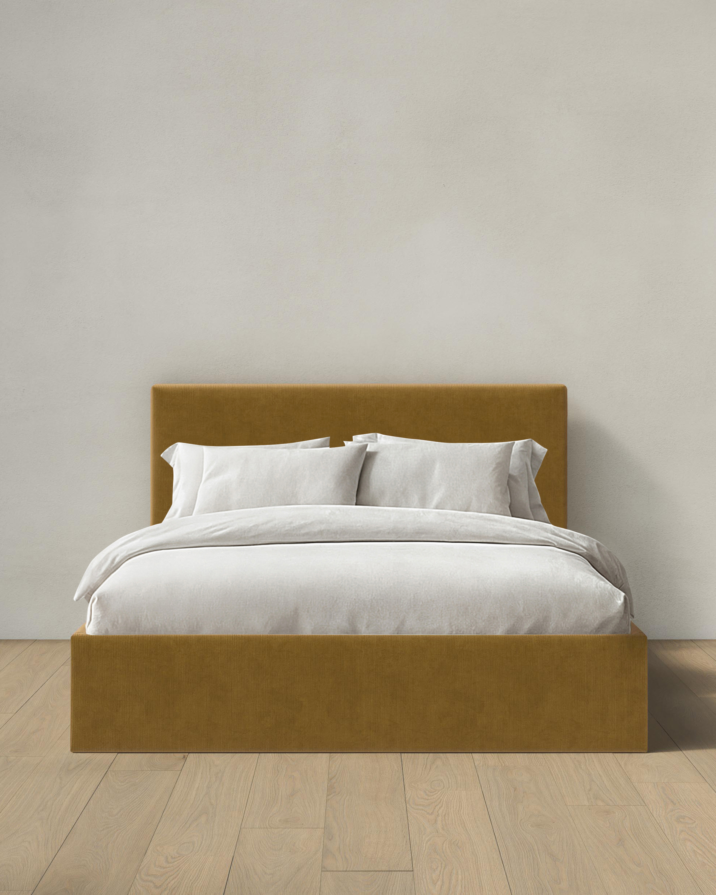 Butterscotch Square Bed in Performance Velvet