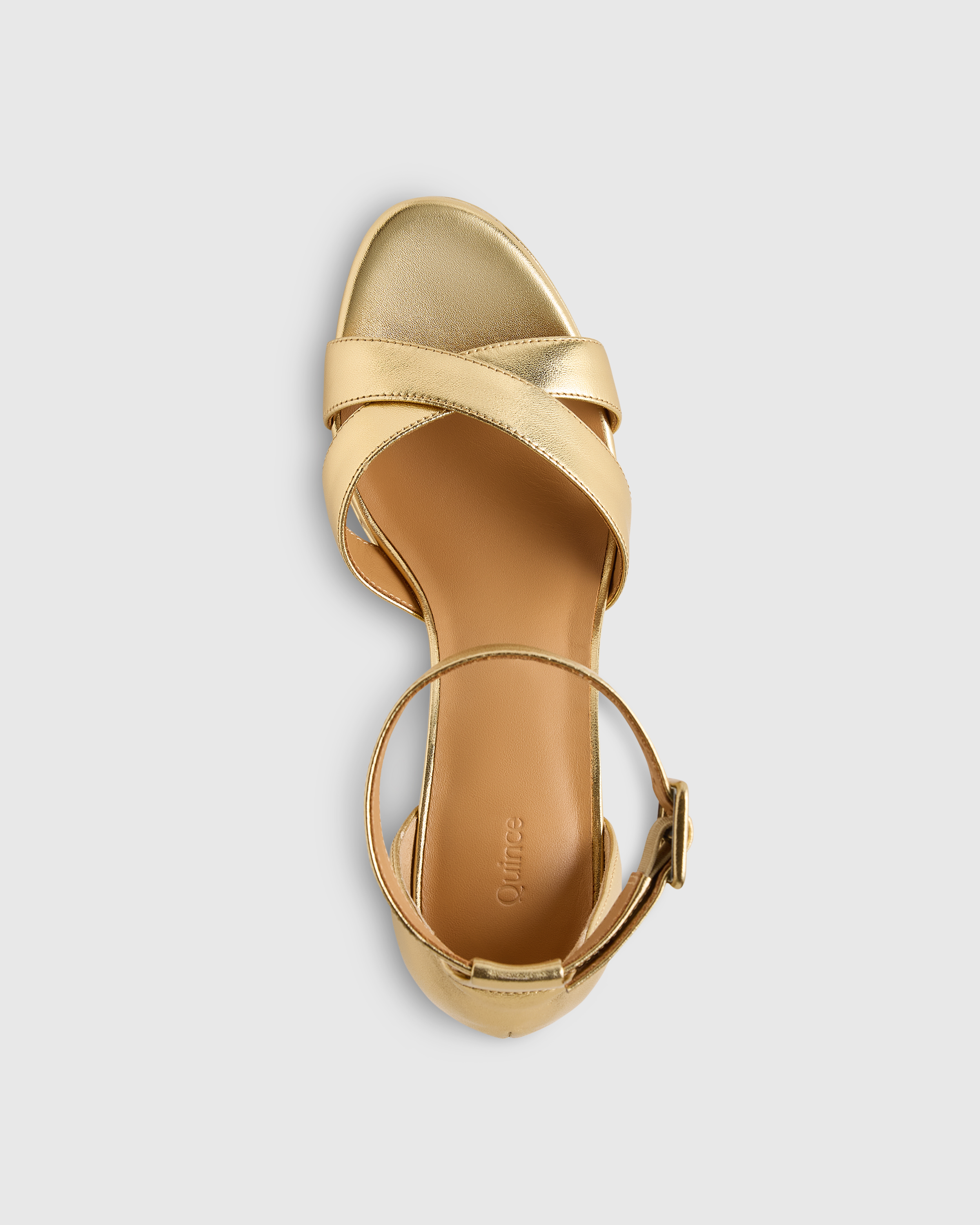 Italian Leather Crisscross Platform Block Heel Sandal